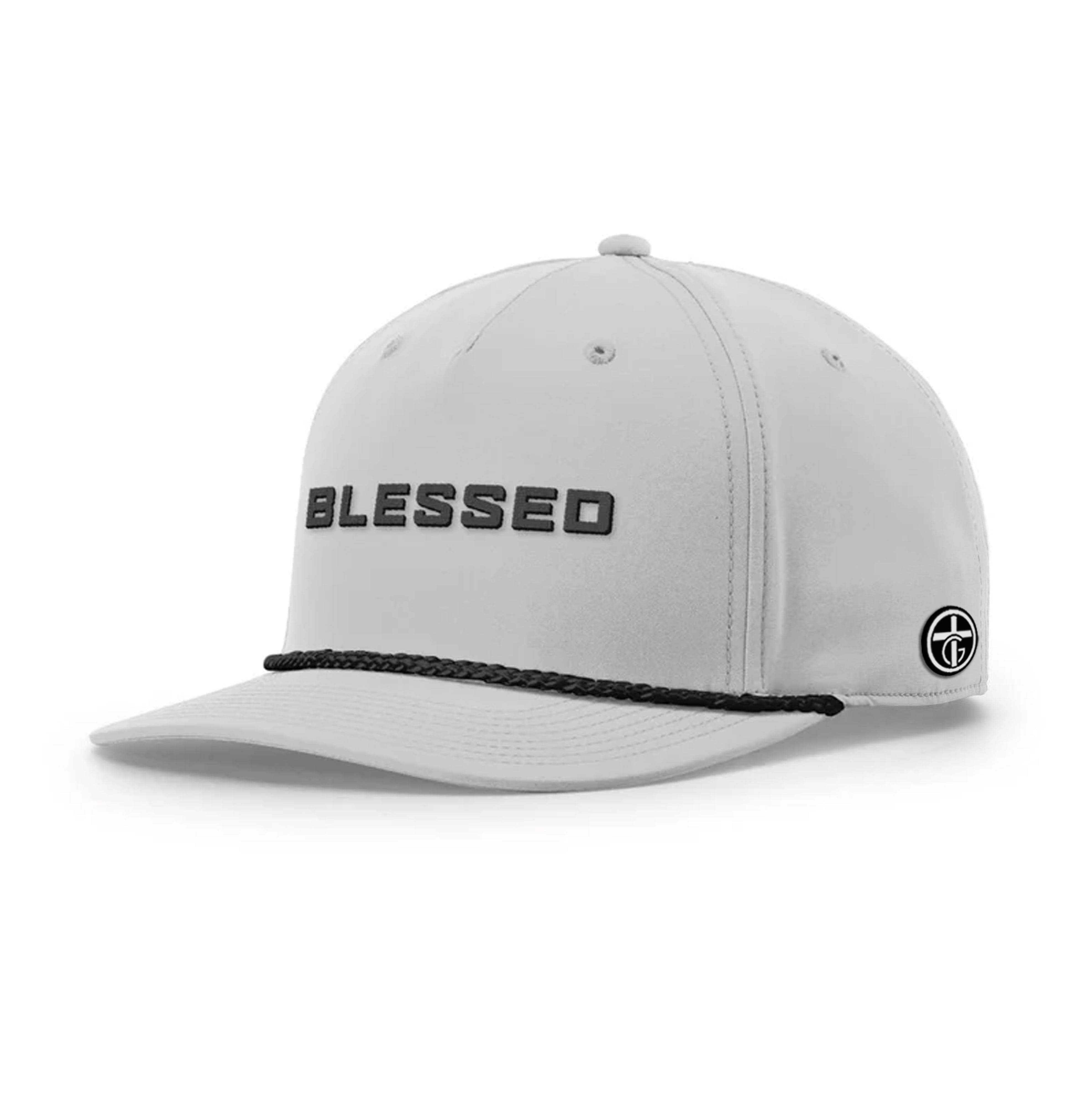 OurTrueGod Customs Hat Five Panel Classic / Light Grey and Black / One Size BLESSED Rope Hats