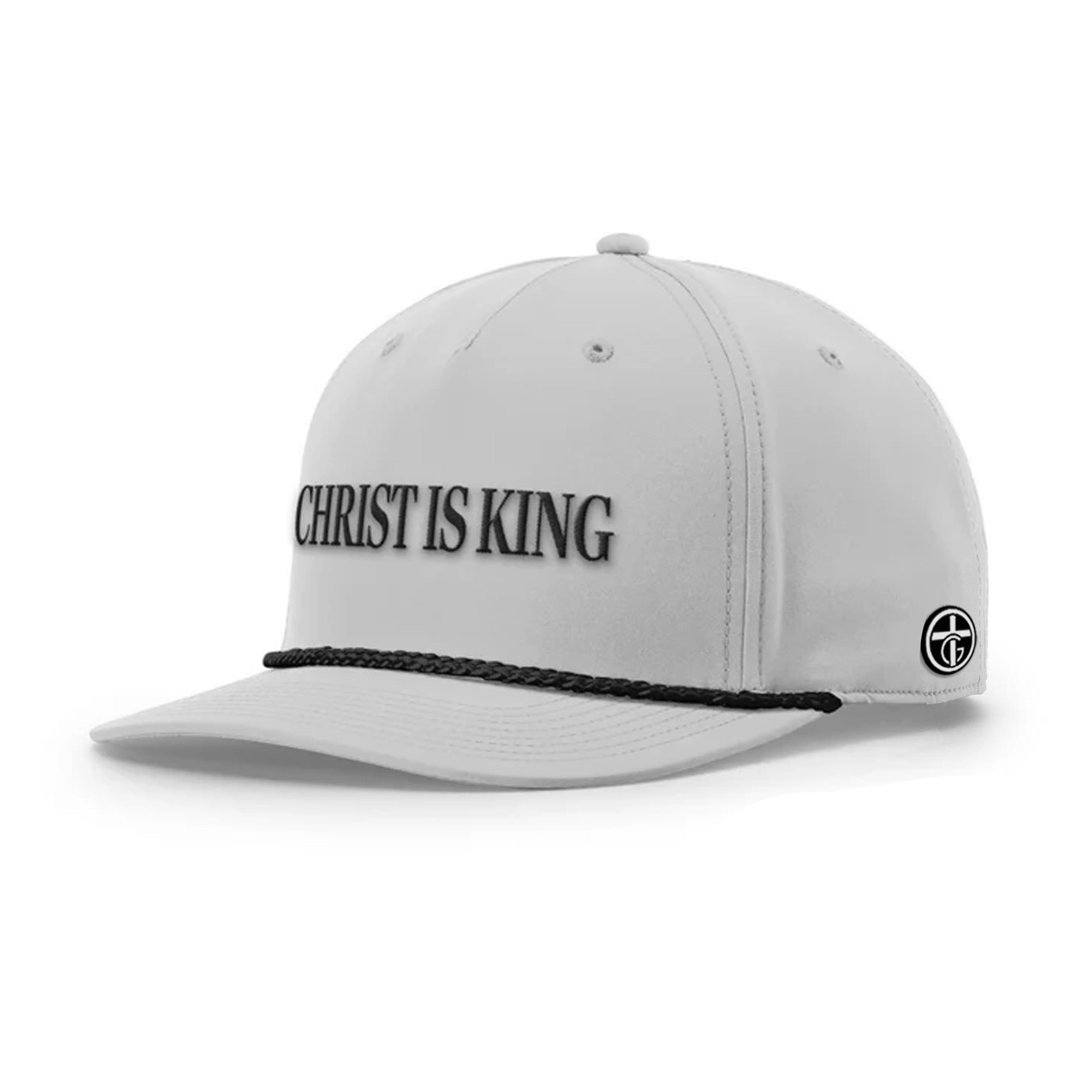 OurTrueGod Customs Hat Five Panel Classic / Light Grey and Black / One Size Christ Is King Rope Hats