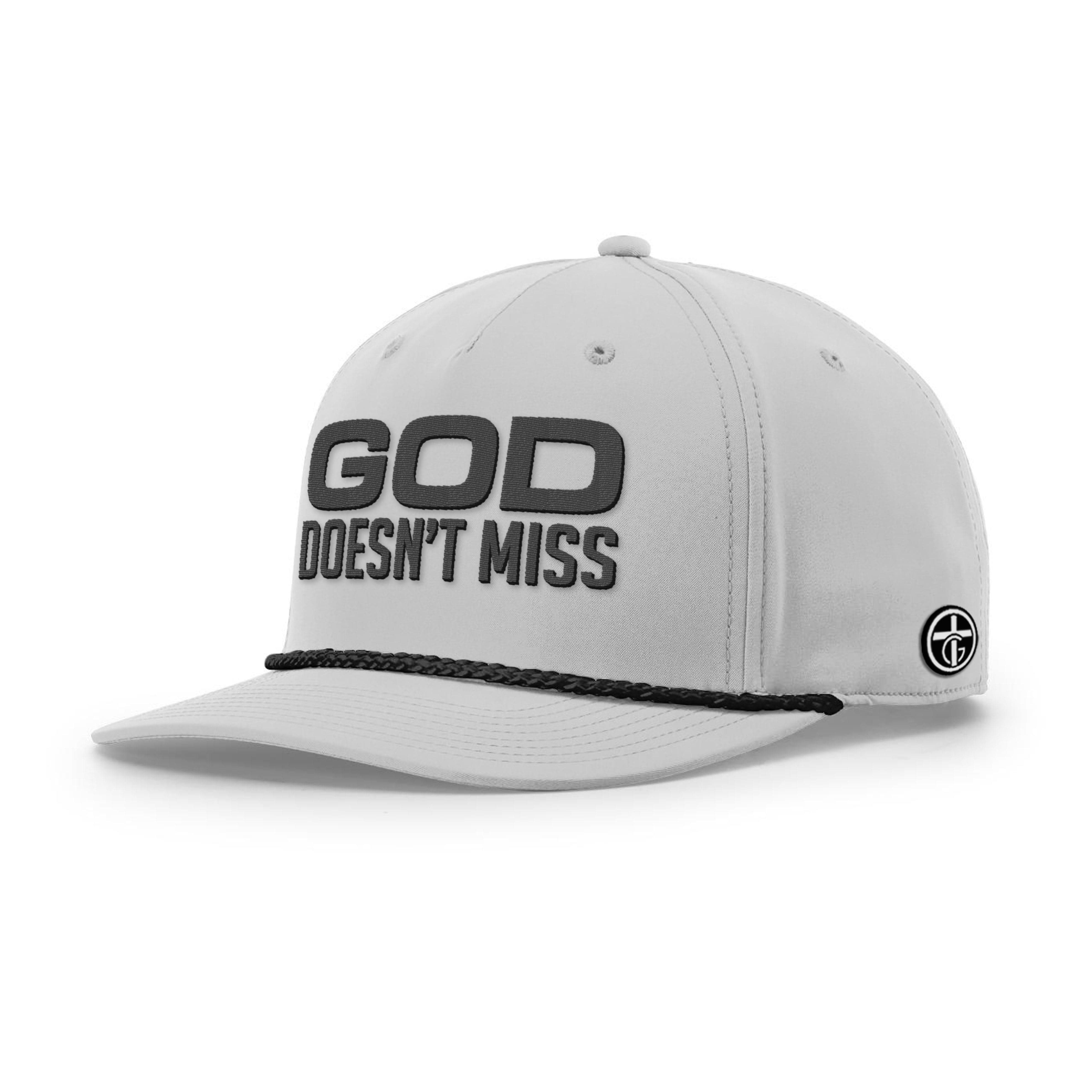 OurTrueGod Customs Hat Five Panel Classic / Light Grey and Black / One Size God Doesn't Miss Rope Hats