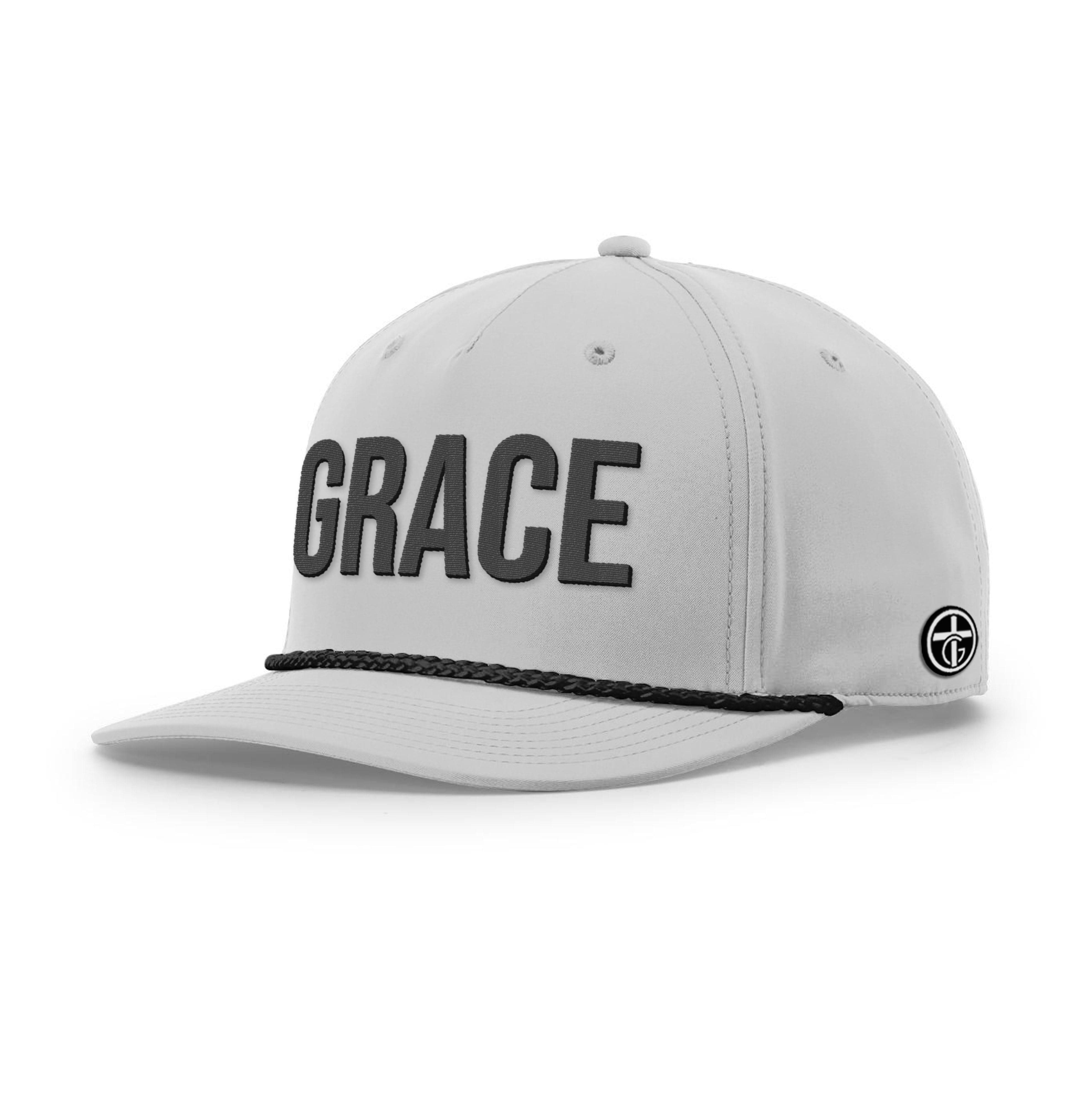 OurTrueGod Customs Hat Five Panel Classic / Light Grey and Black / One Size GRACE Rope Hats