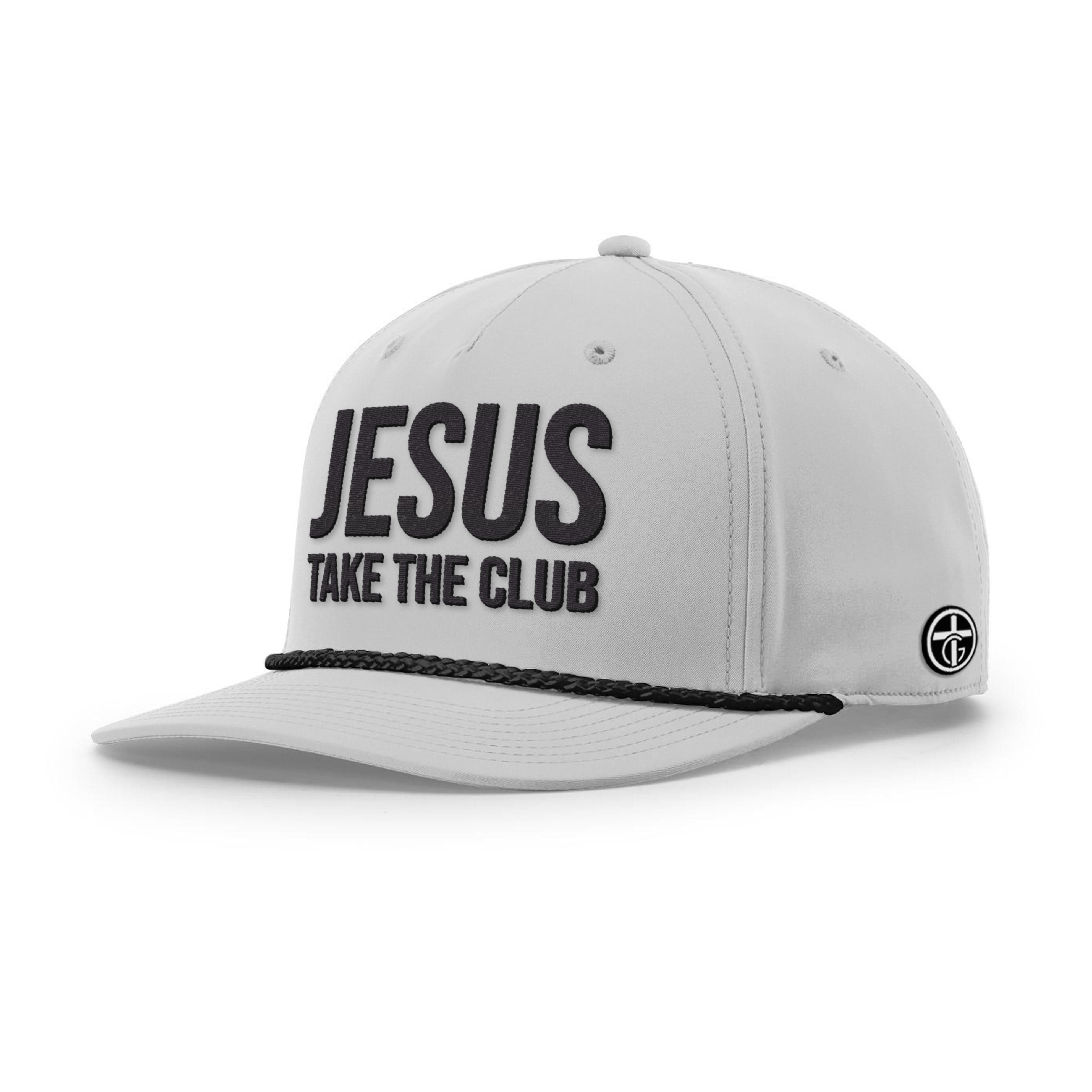 OurTrueGod Customs Hat Five Panel Classic / Light Grey and Black / One Size Jesus Take the Club Rope Hats