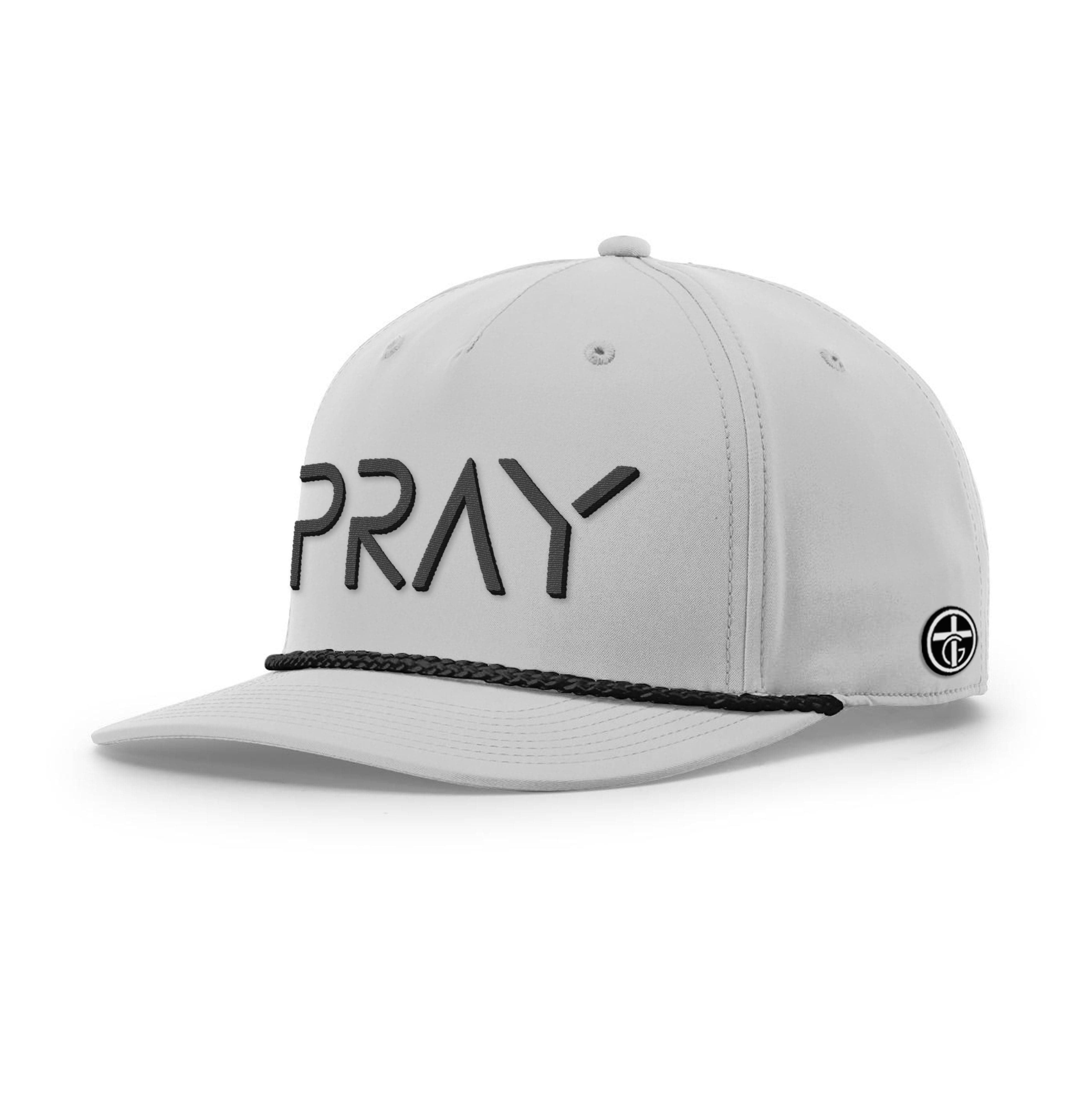 OurTrueGod Customs Hat Five Panel Classic / Light Grey and Black / One Size PRAY Rope Hats