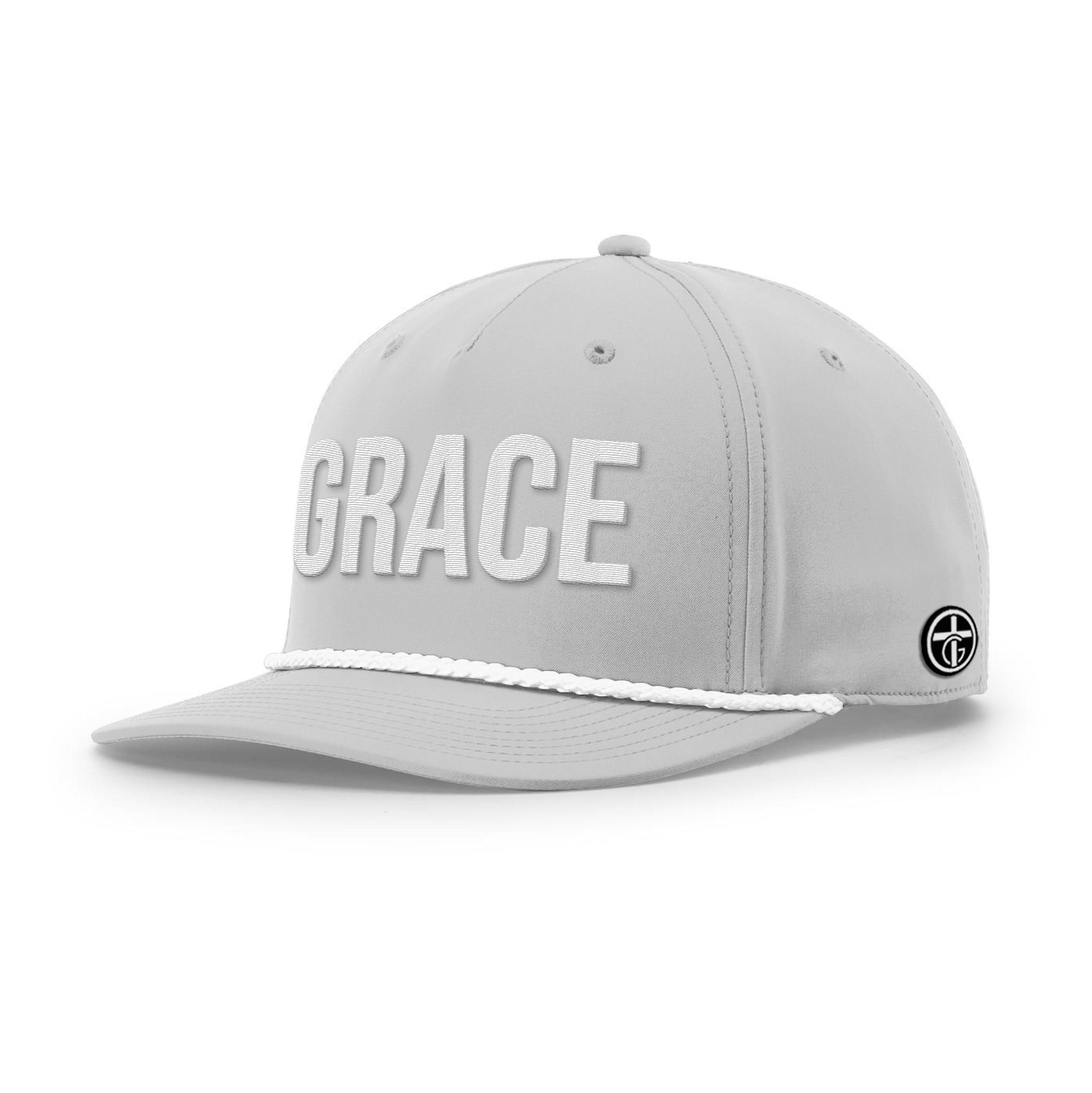 OurTrueGod Customs Hat Five Panel Classic / Light Grey and White / One Size GRACE Rope Hats