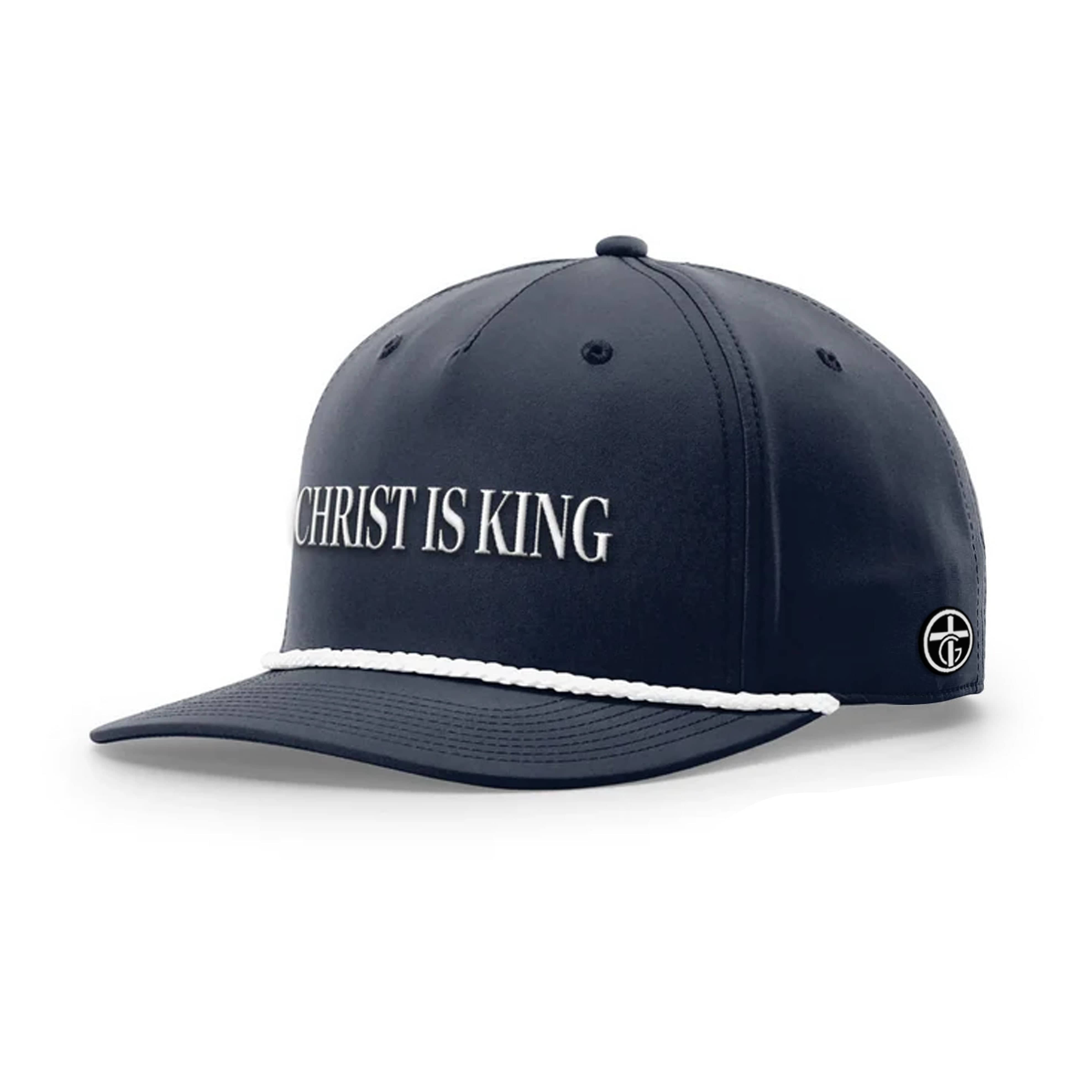 OurTrueGod Customs Hat Five Panel Classic / Navy and White / One Size Christ Is King Rope Hats