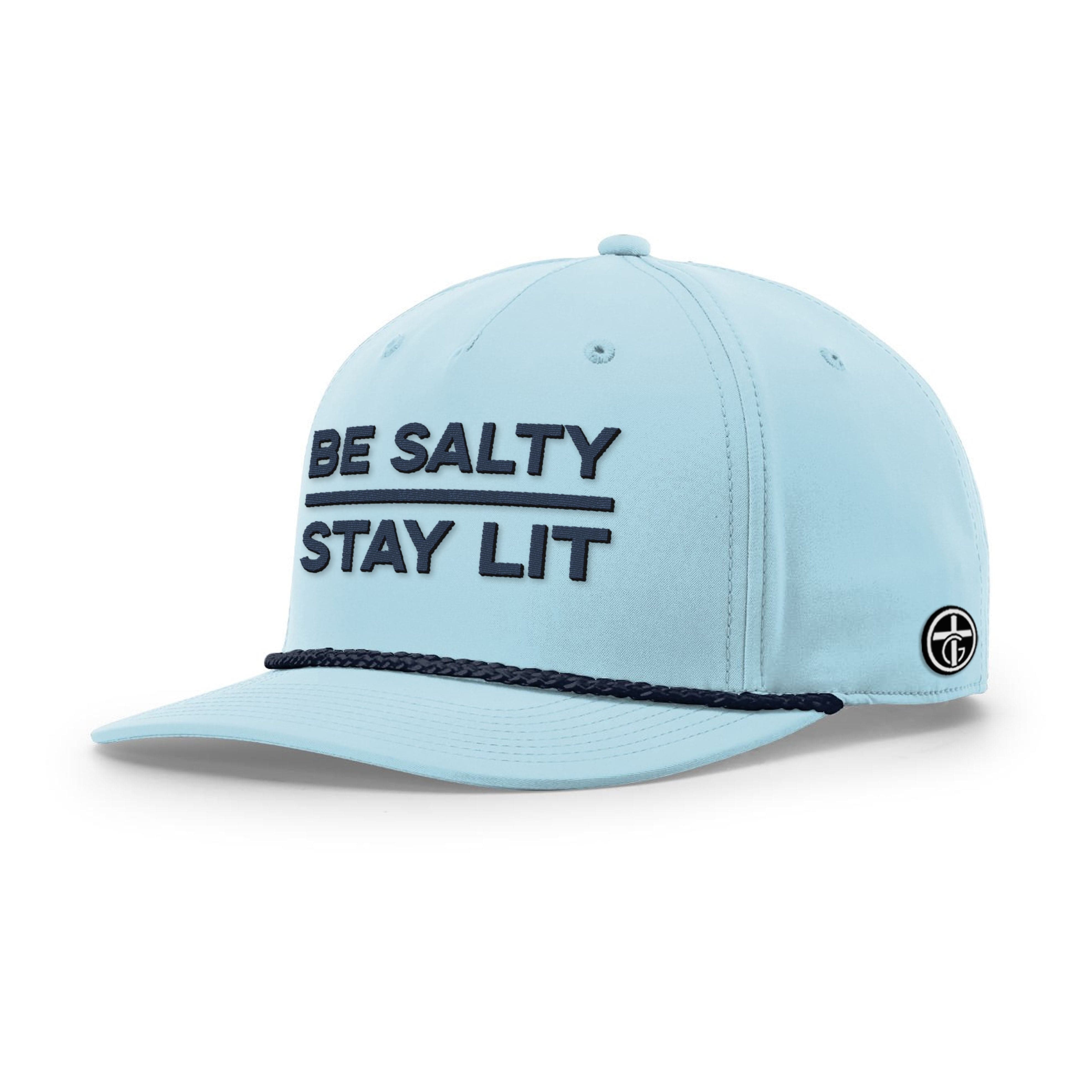 OurTrueGod Customs Hat Five Panel Classic / Soft Blue and Navy / One Size Be Salty - Stay Lit Rope Hats