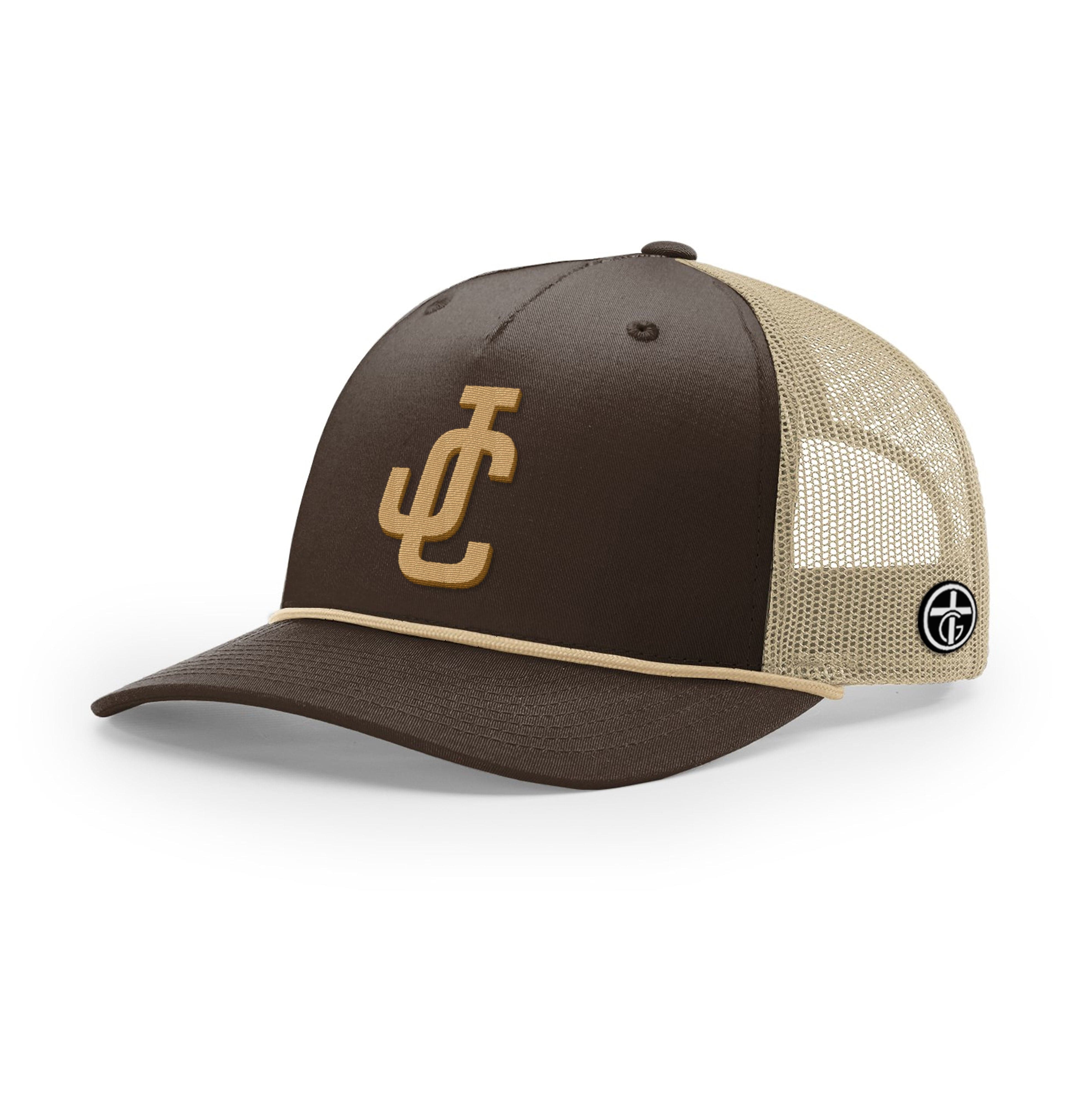 OurTrueGod Customs Hat Five Panel Trucker with Rope / Brown and Khaki / One Size JC Rope Trucker Hats