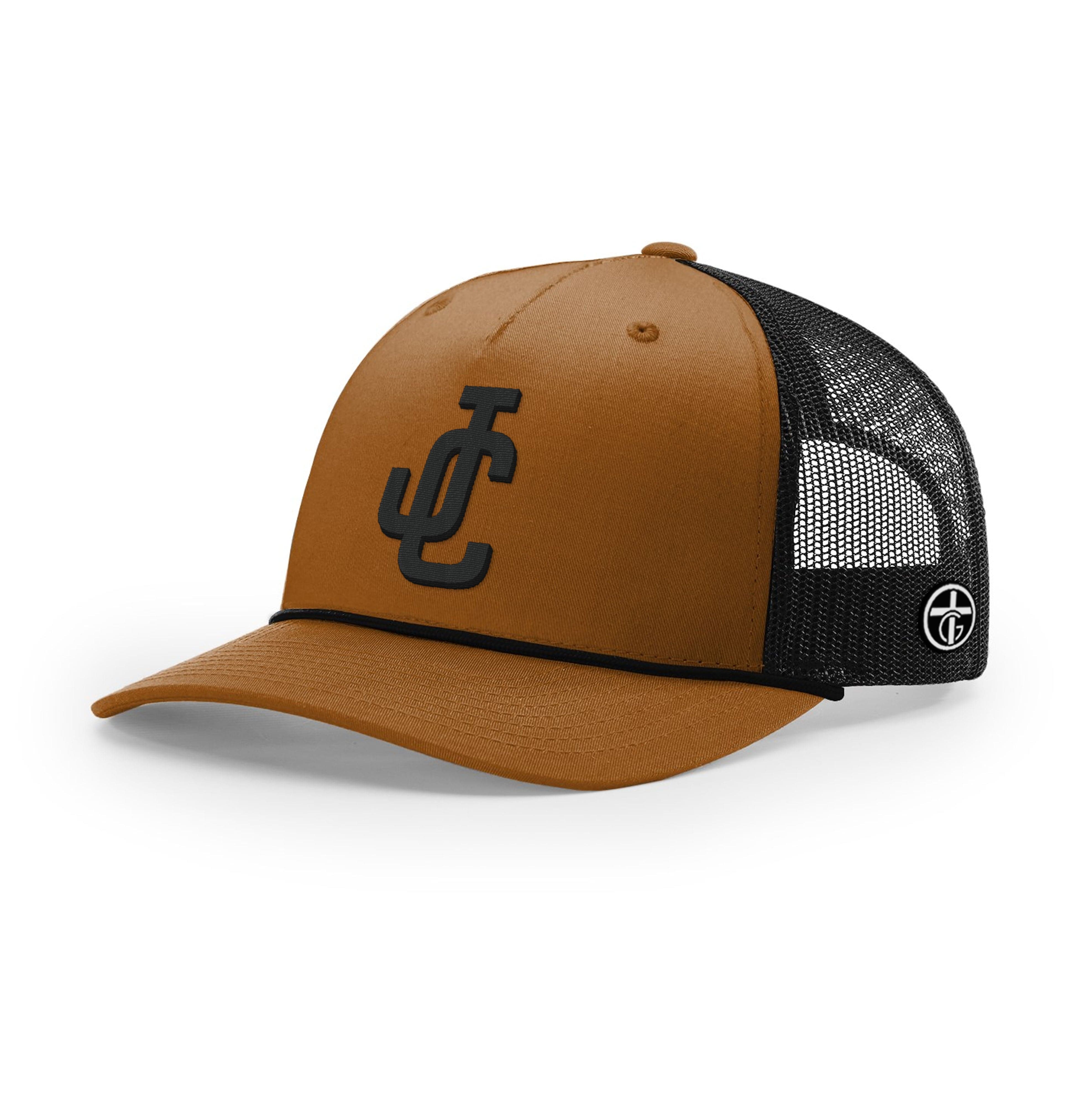 OurTrueGod Customs Hat Five Panel Trucker with Rope / Caramel and Black / One Size JC Rope Trucker Hats