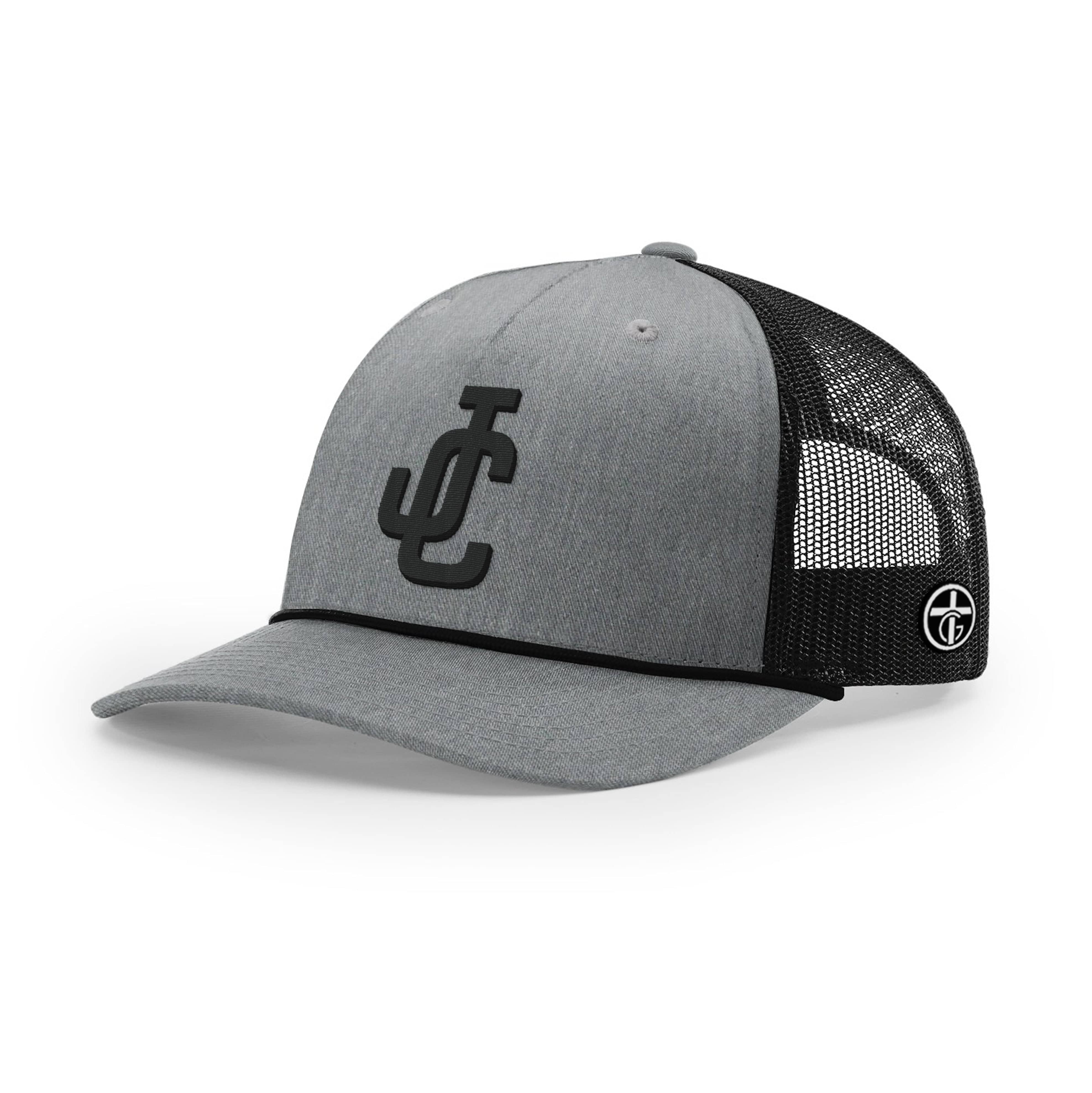 OurTrueGod Customs Hat Five Panel Trucker with Rope / Heather Grey and Black / One Size JC Rope Trucker Hats