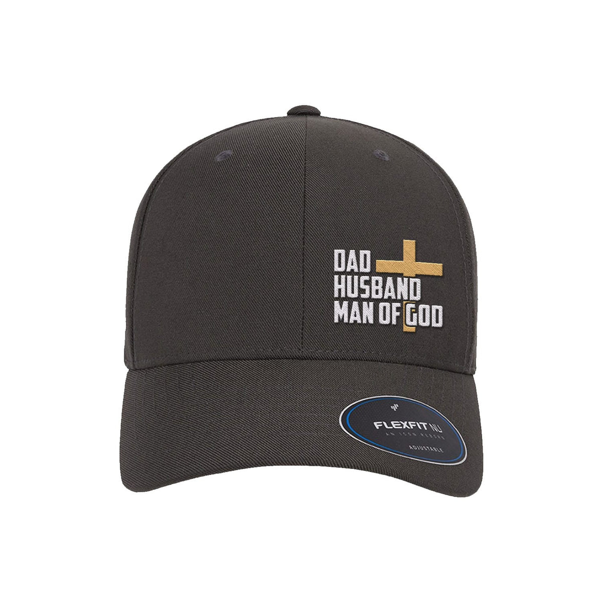 OurTrueGod Customs Hat Flexfit Adjustable Cap / Dark Grey / One Size Dad, Husband, Man of God Premium Flexfit Hats