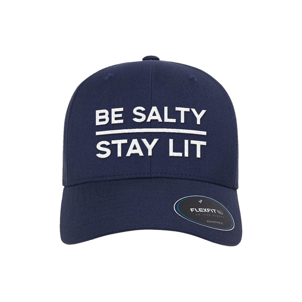 OurTrueGod Customs Hat Flexfit Adjustable Cap / Navy / One Size Be Salty Stay Lit Premium Flexfit Hats