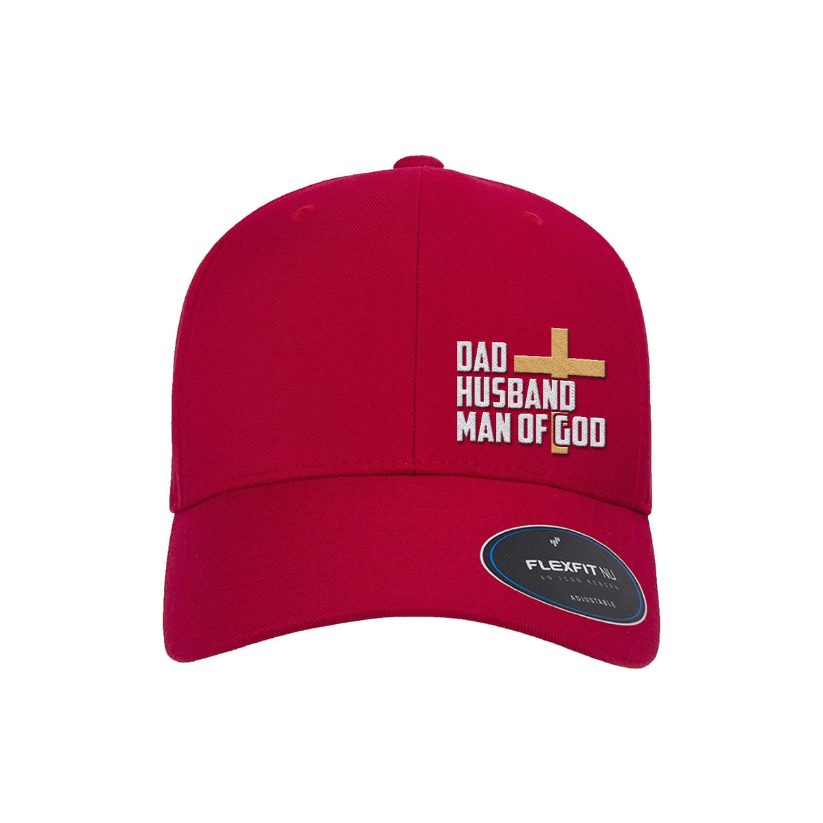 OurTrueGod Customs Hat Flexfit Adjustable Cap / Red / One Size Dad, Husband, Man of God Premium Flexfit Hats