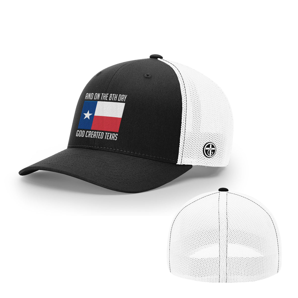OurTrueGod Customs Hat Flexfit / Black and White / S/M God Created Texas Hats