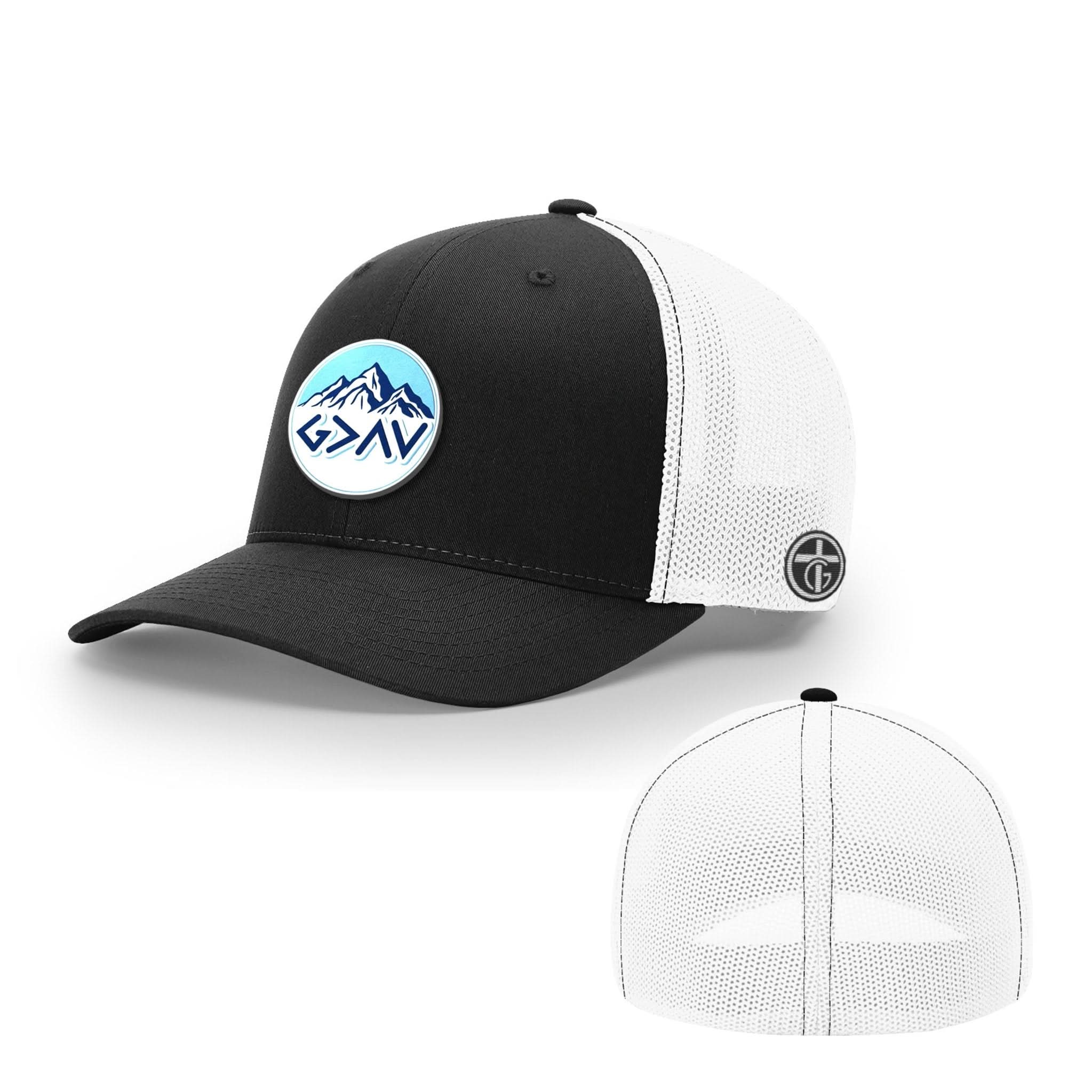 OurTrueGod Customs Hat Flexfit / Black and White / S/M God Is Greater Than The Highs And Lows Mountain Circle Patch Hats