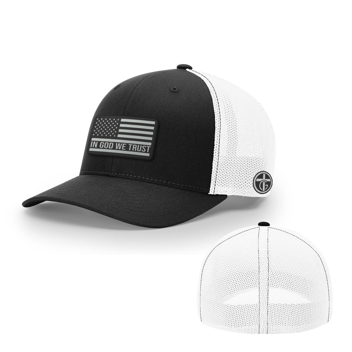 In God We Trust Flag DBD Edition Patch Hat, Flexfit in Black and White
