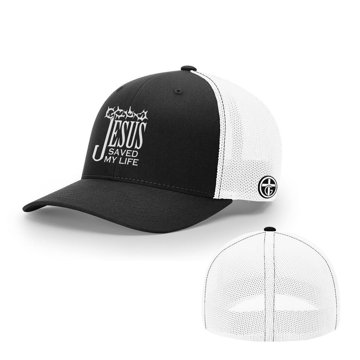 OurTrueGod Customs Hat Flexfit / Black and White / S/M Jesus Saved My Life Hats