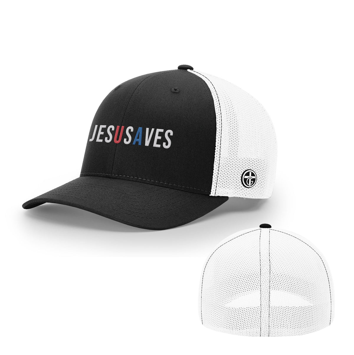 OurTrueGod Customs Hat Flexfit / Black and White / S/M JESUSAVES Hats