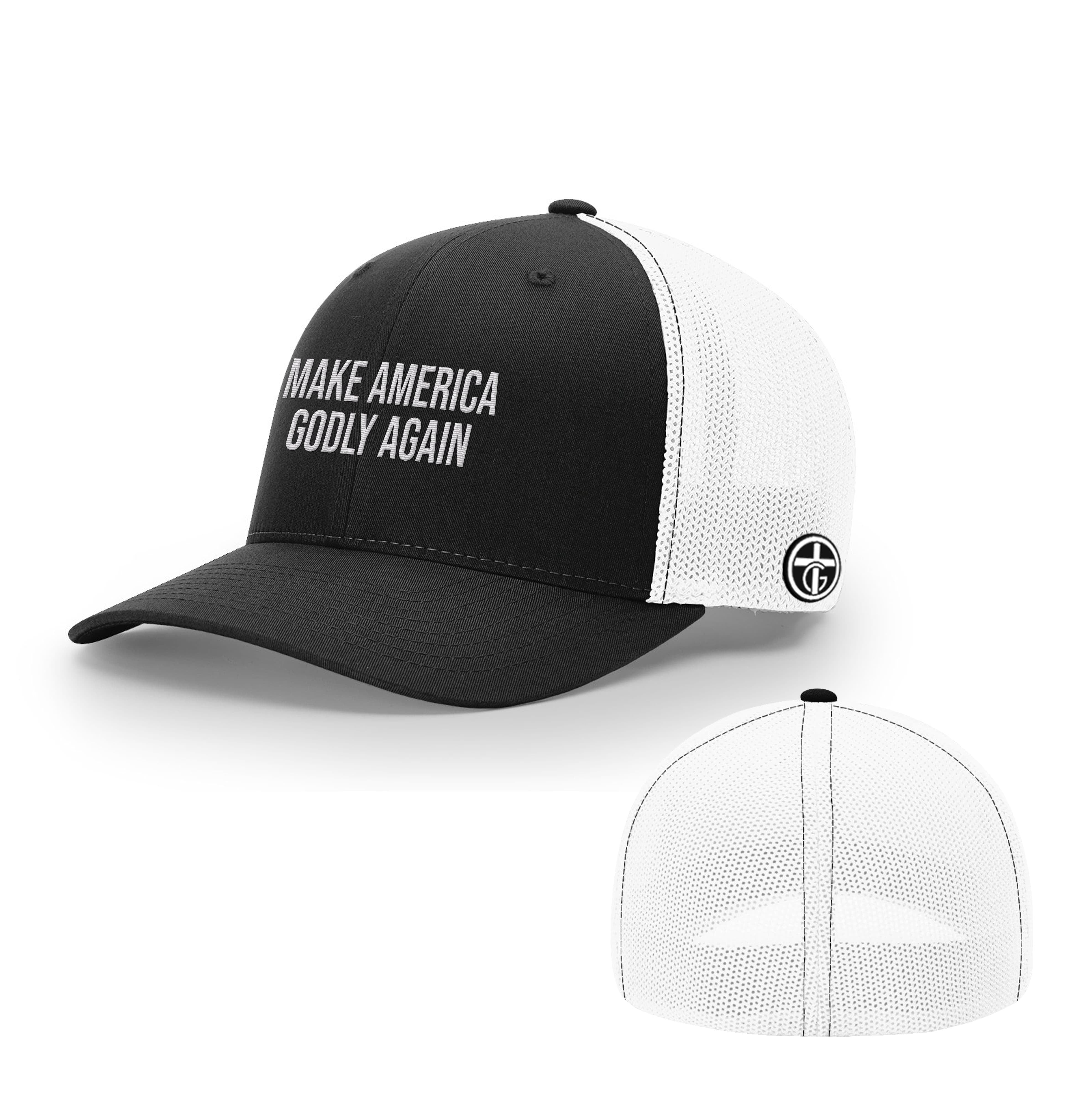 OurTrueGod Customs Hat Flexfit / Black and White / S/M Make America Godly Again Hats