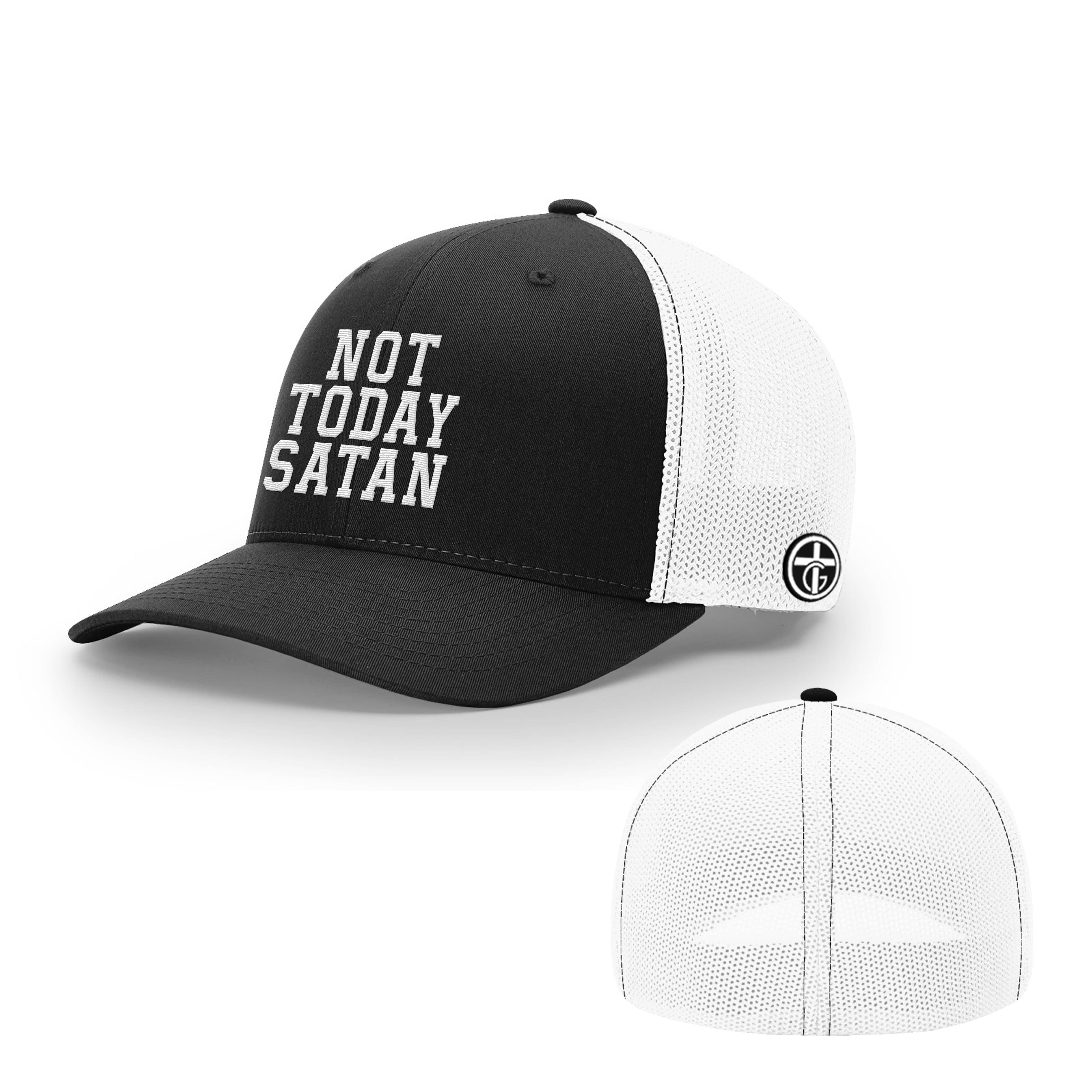OurTrueGod Customs Hat Flexfit / Black and White / S/M Not Today Satan Hats