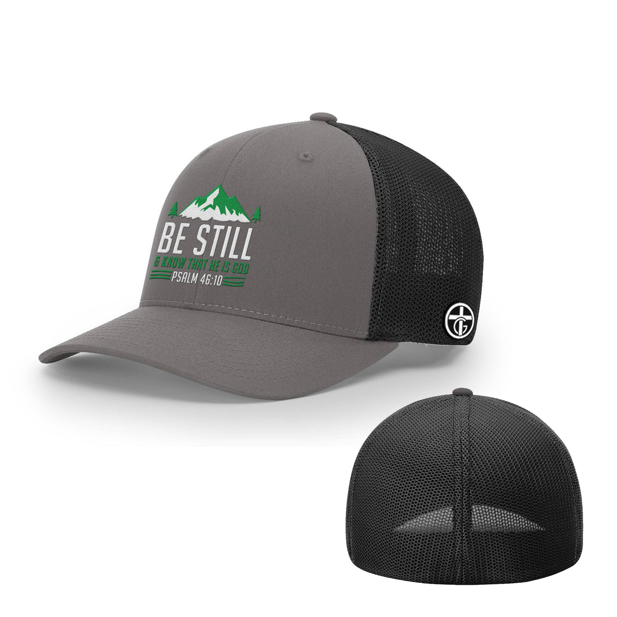 OurTrueGod Customs Hat Flexfit / Charcoal and Black / S/M Be Still And Know Hats