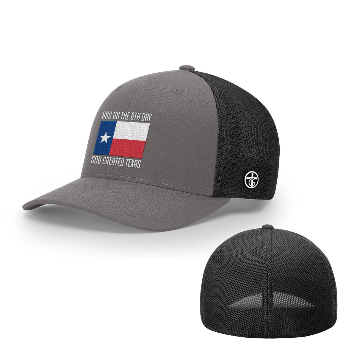 OurTrueGod Customs Hat Flexfit / Charcoal and Black / S/M God Created Texas Hats