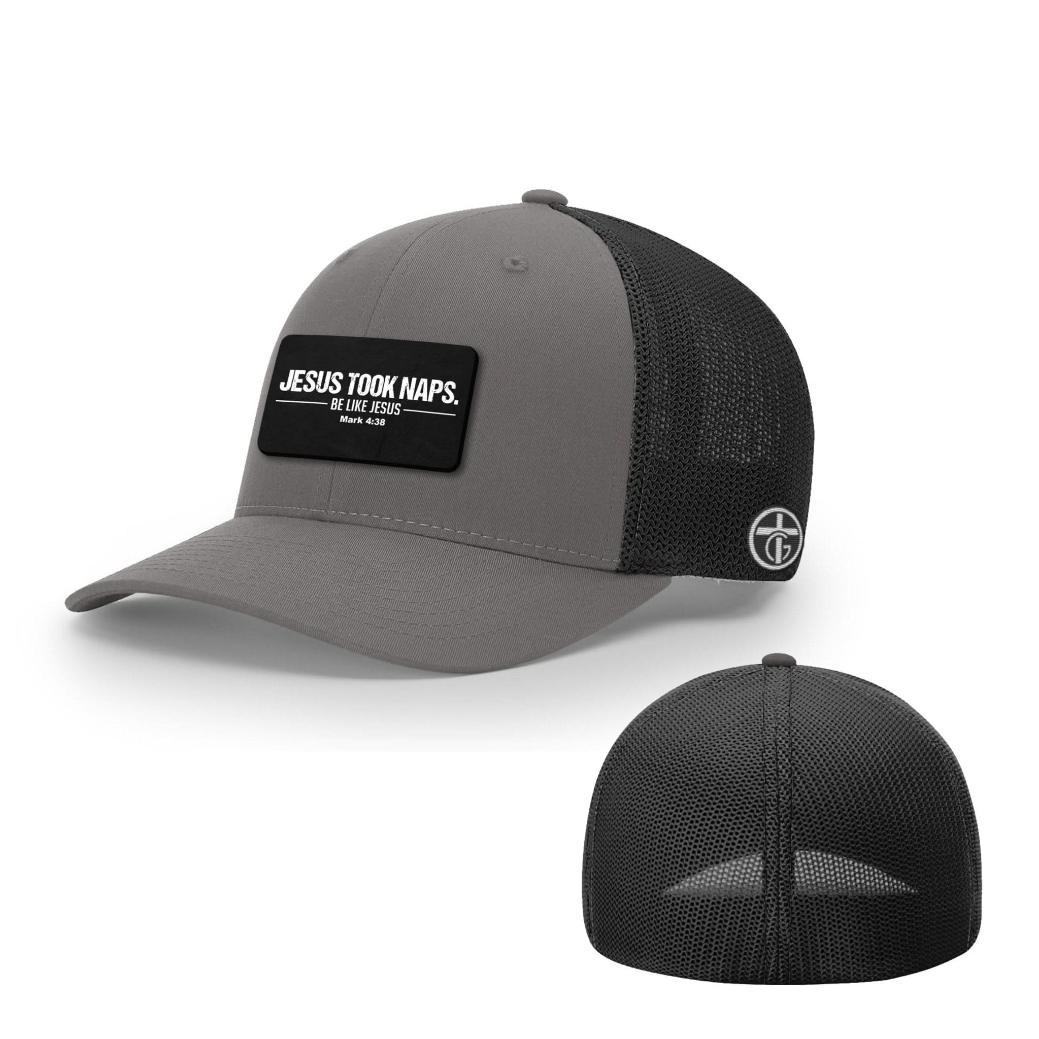 OurTrueGod Customs Hat Flexfit / Charcoal and Black / S/M Jesus Took Naps Patch Hats