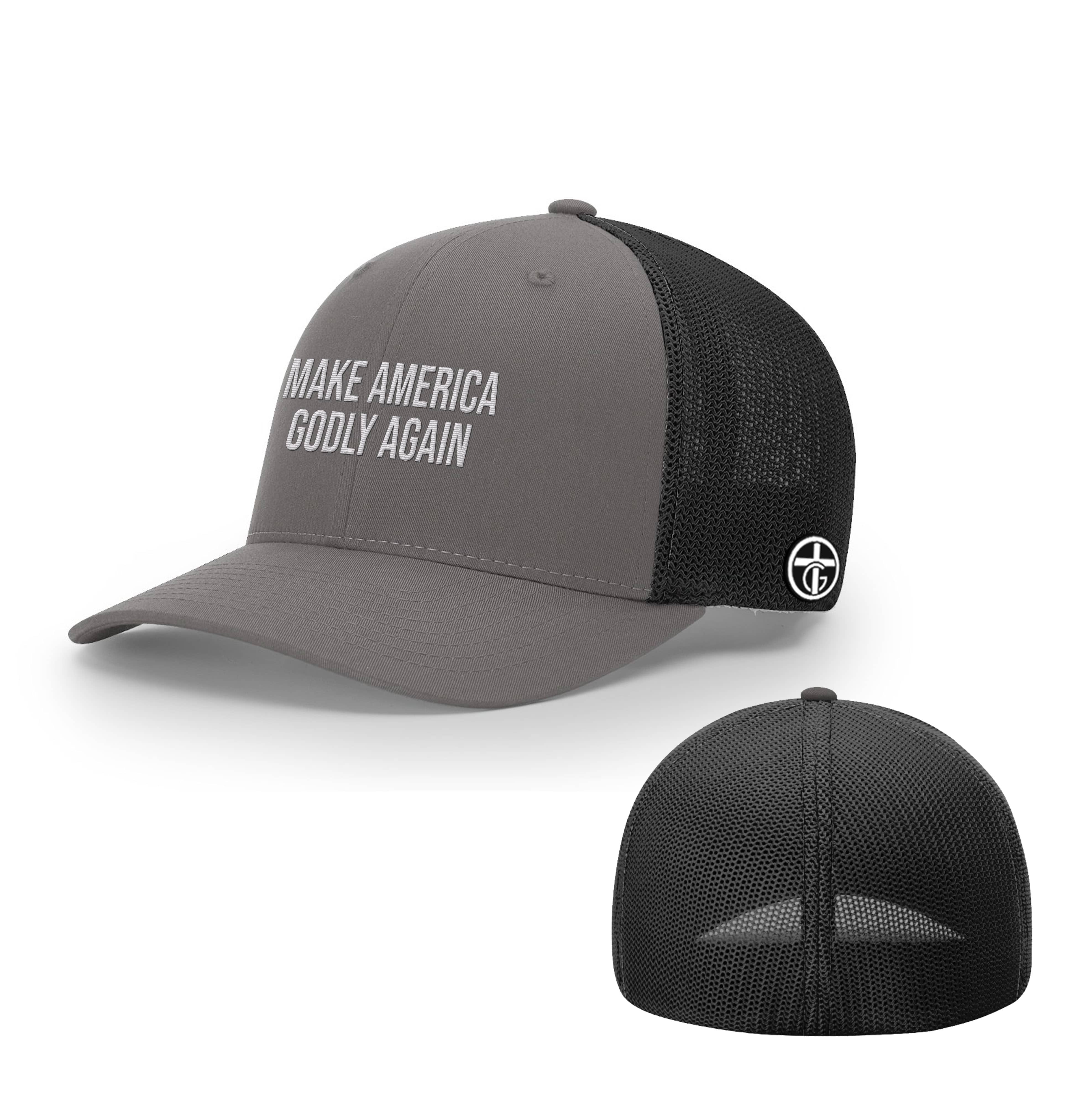 OurTrueGod Customs Hat Flexfit / Charcoal and Black / S/M Make America Godly Again Hats