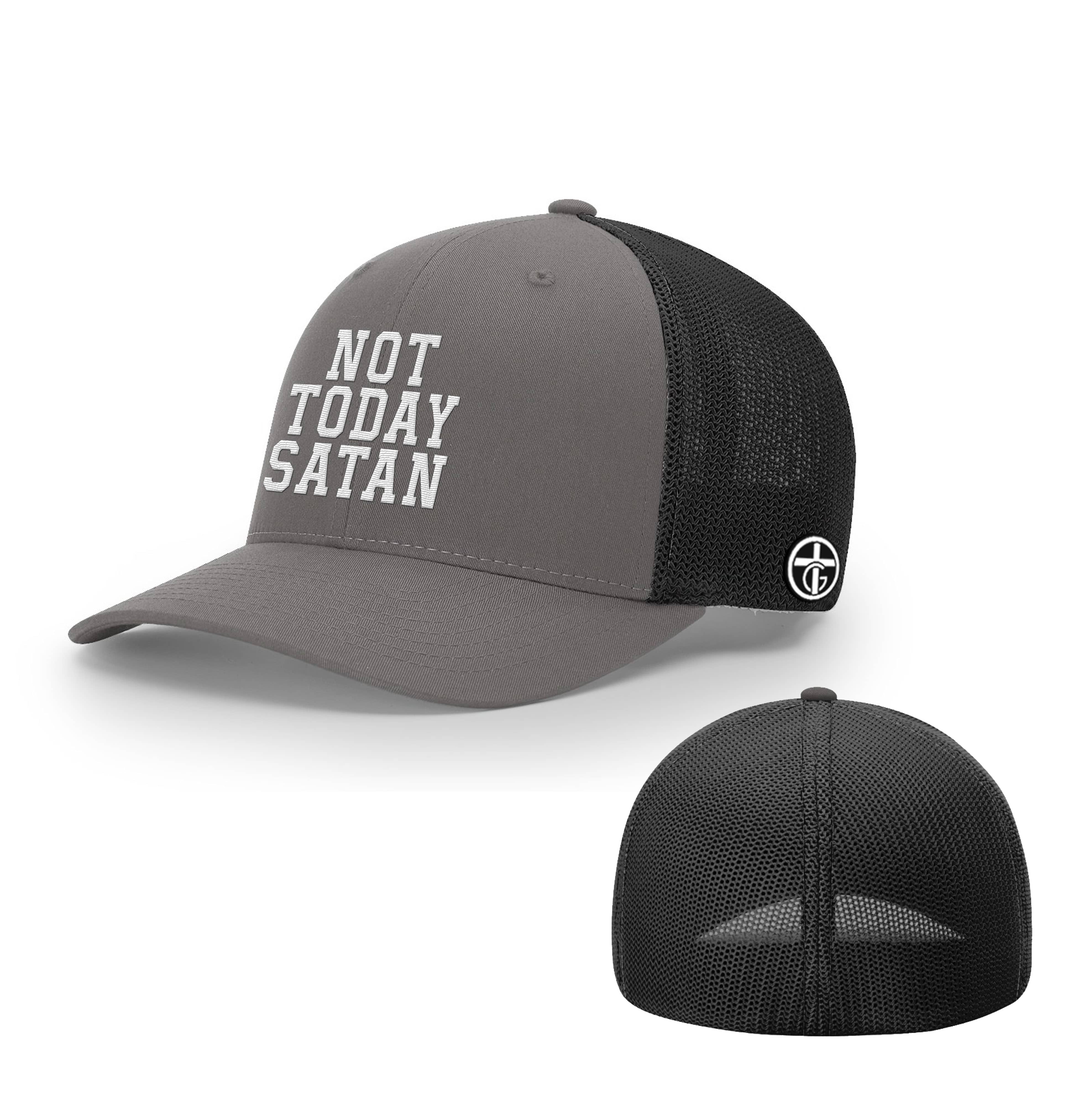 OurTrueGod Customs Hat Flexfit / Charcoal and Black / S/M Not Today Satan Hats