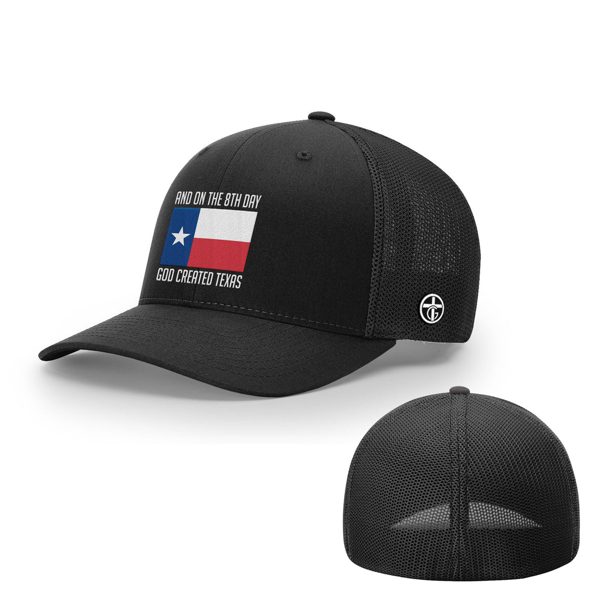 OurTrueGod Customs Hat Flexfit / Full Black / S/M God Created Texas Hats