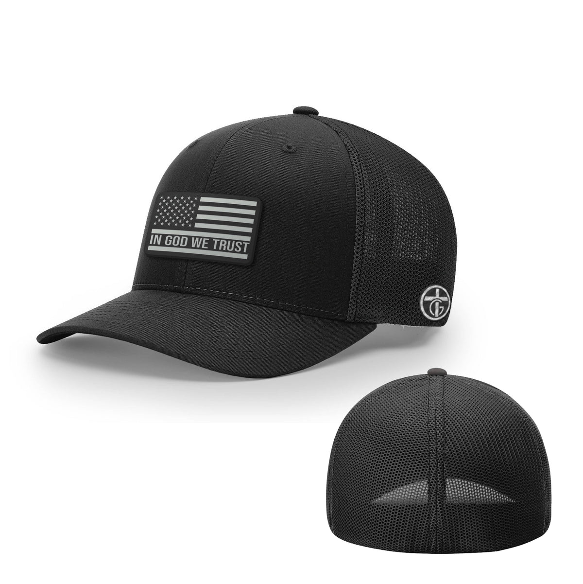 In God We Trust Flag DBD Edition Patch Hat, Flexfit in Full Black