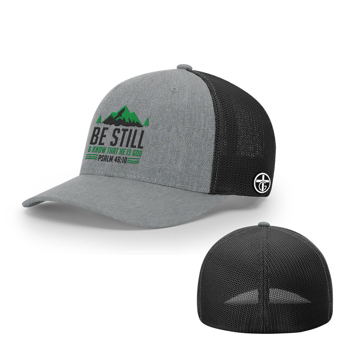 OurTrueGod Customs Hat Flexfit / Heather and Black / S/M Be Still And Know Hats