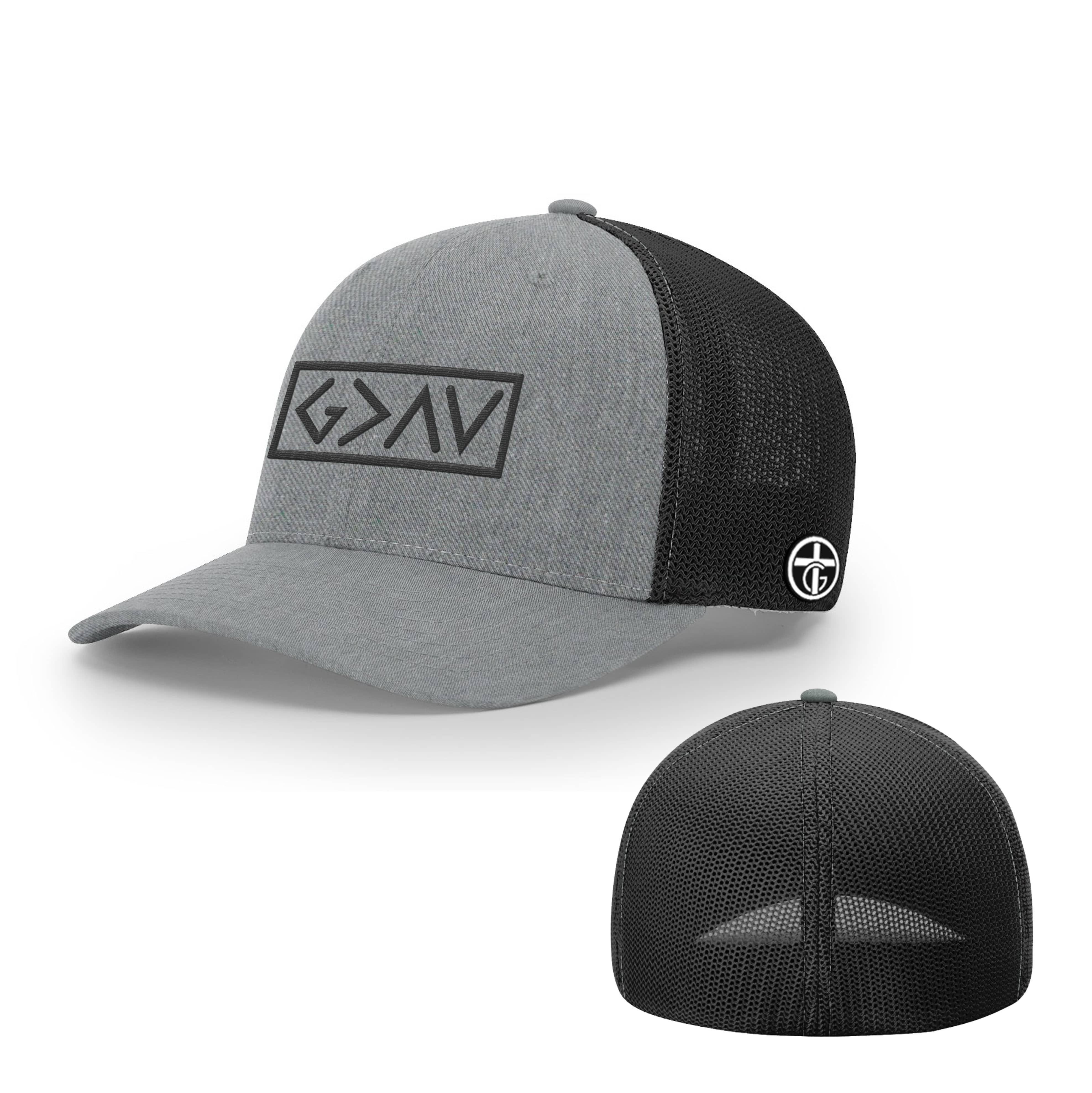 OurTrueGod Customs Hat Flexfit / Heather and Black / S/M God is Greater Than the Highs and Lows Hats