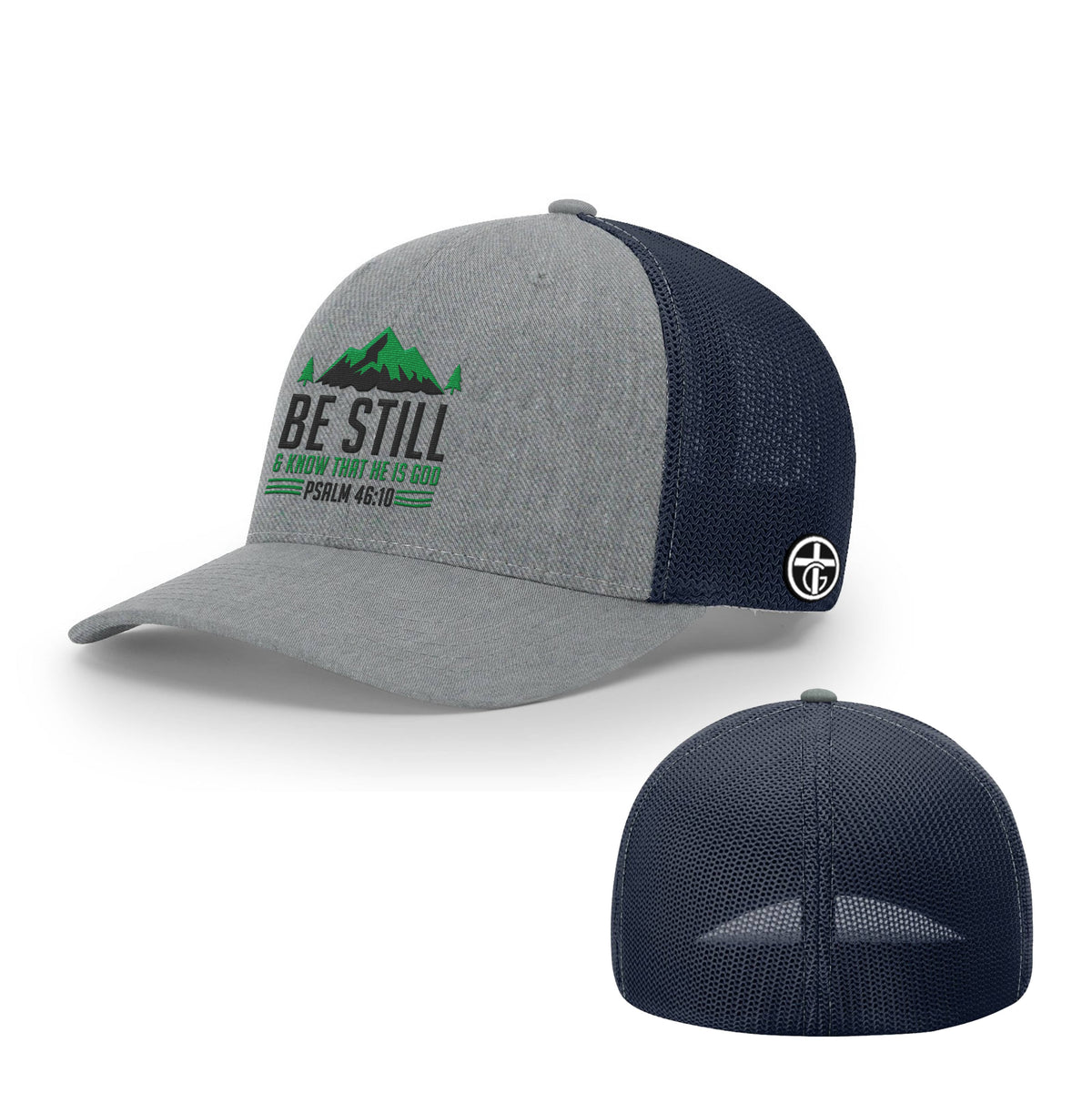 OurTrueGod Customs Hat Flexfit / Heather and Navy / S/M Be Still And Know Hats
