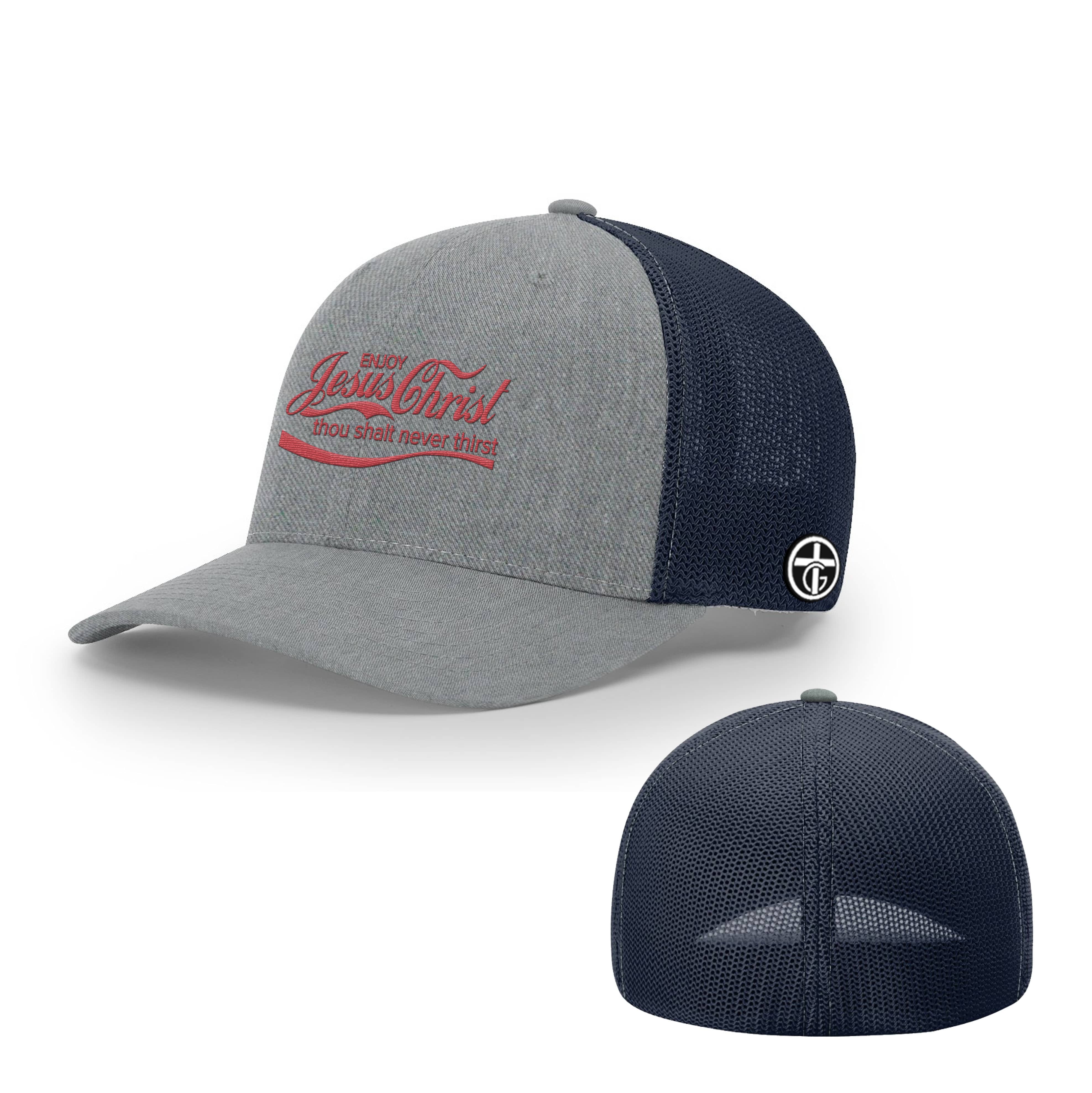 OurTrueGod Customs Hat Flexfit / Heather and Navy / S/M Enjoy Jesus Christ Hats