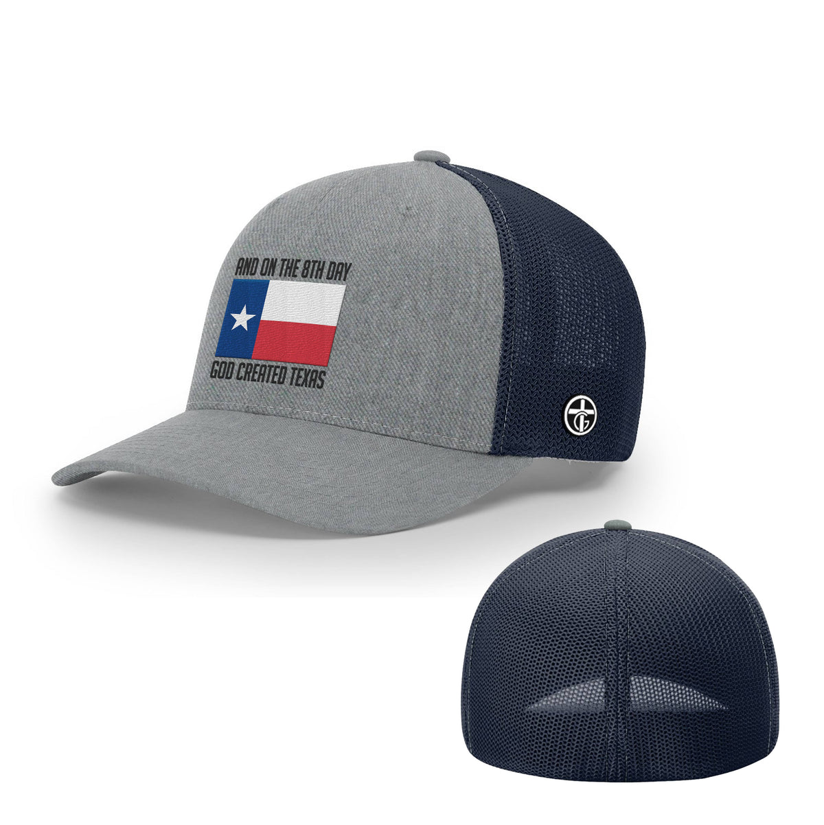 OurTrueGod Customs Hat Flexfit / Heather and Navy / S/M God Created Texas Hats