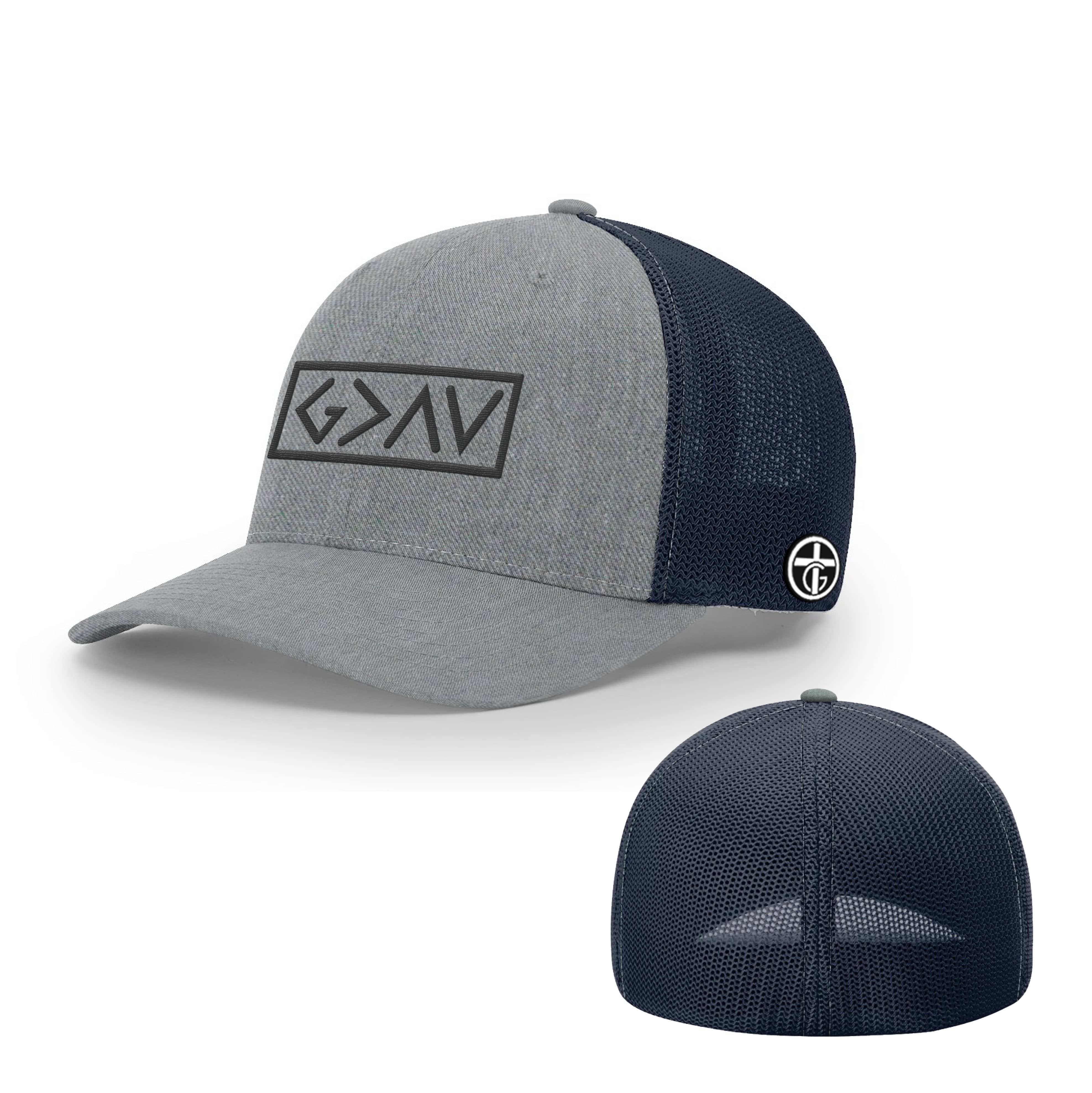 OurTrueGod Customs Hat Flexfit / Heather and Navy / S/M God is Greater Than the Highs and Lows Hats