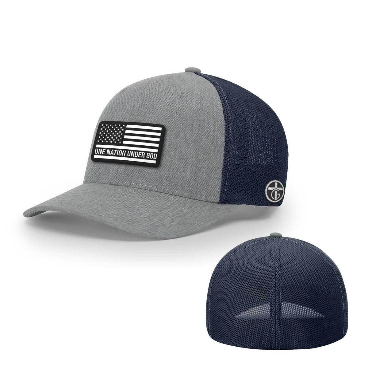 One Nation Under God DBD Patch Hat, Flexfit in Heather and Navy