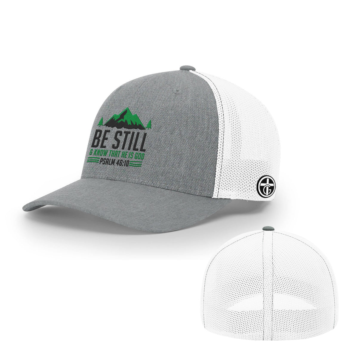 OurTrueGod Customs Hat Flexfit / Heather and White / S/M Be Still And Know Hats