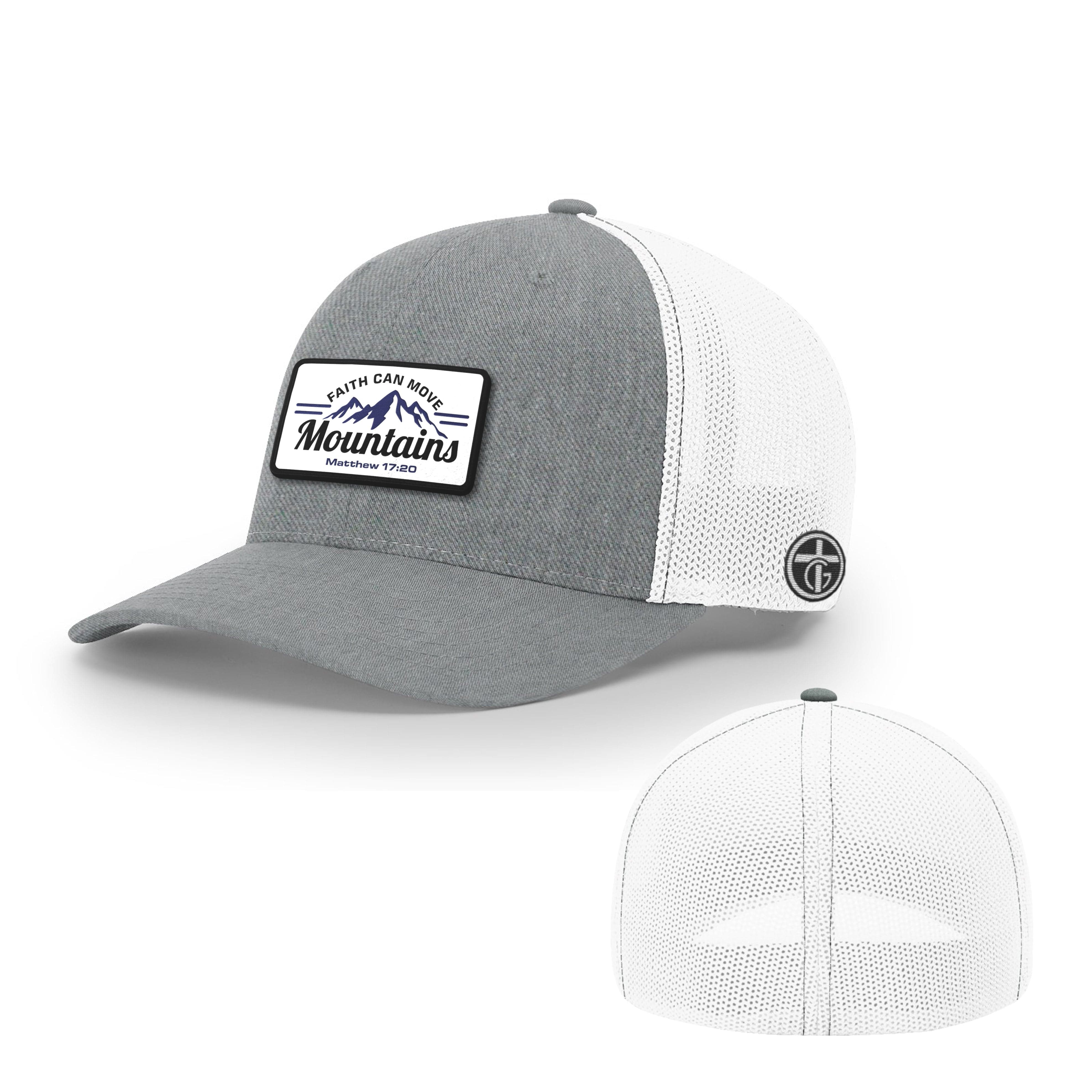 OurTrueGod Customs Hat Flexfit / Heather and White / S/M Faith Can Move Mountains Patch Hats