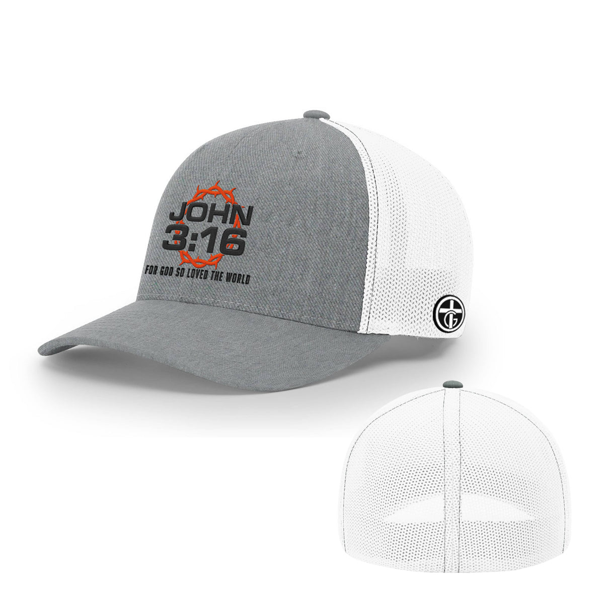 OurTrueGod Customs Hat Flexfit / Heather and White / S/M For God So Loved The World Hats