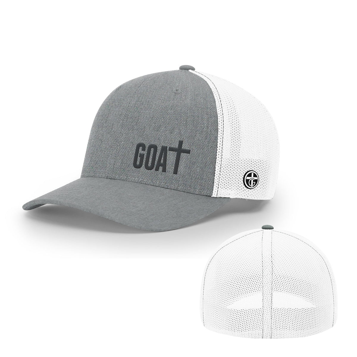GOAT - God Over All Things Hat, Flexfit in Heather and White