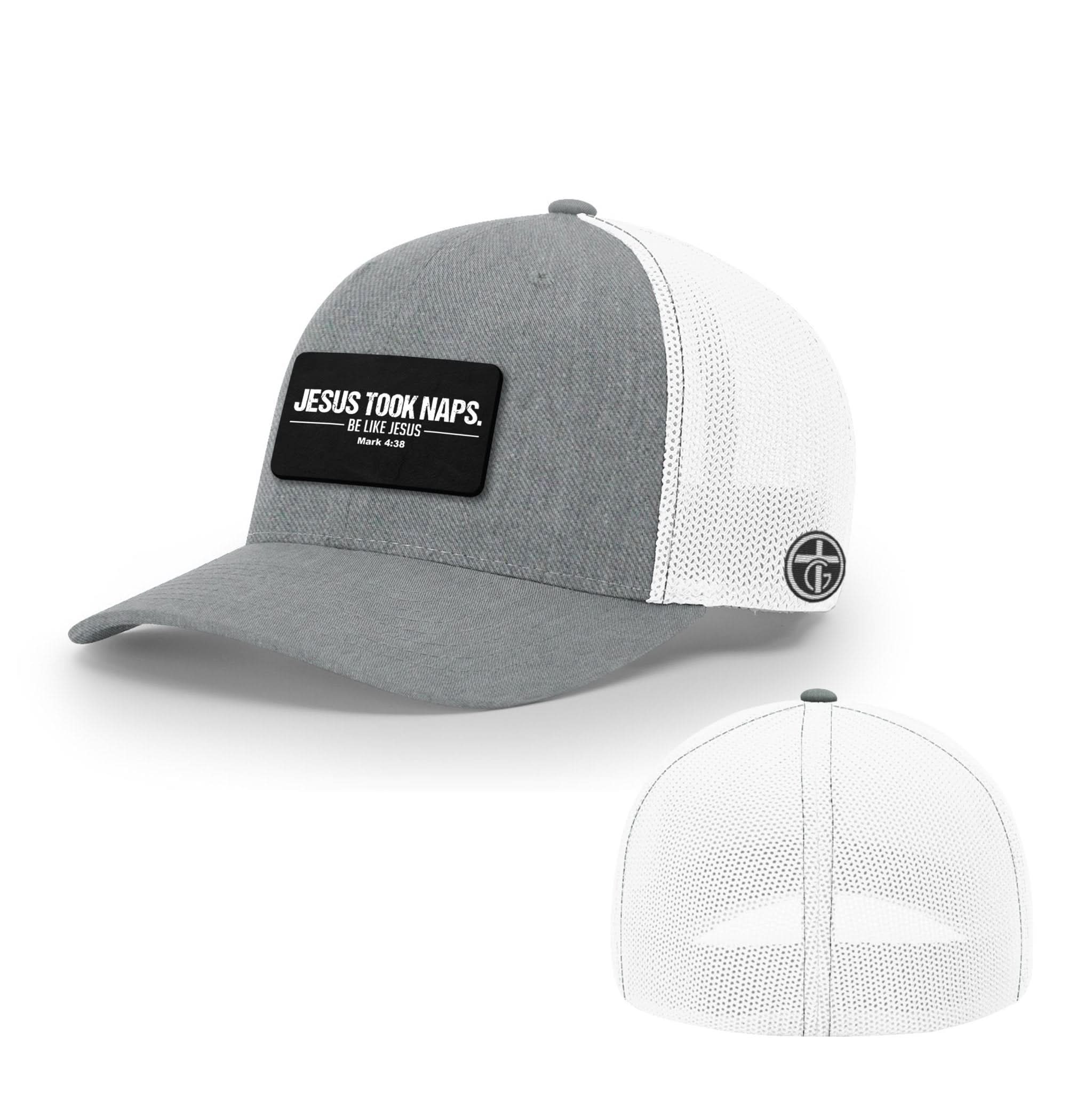 OurTrueGod Customs Hat Flexfit / Heather and White / S/M Jesus Took Naps Patch Hats