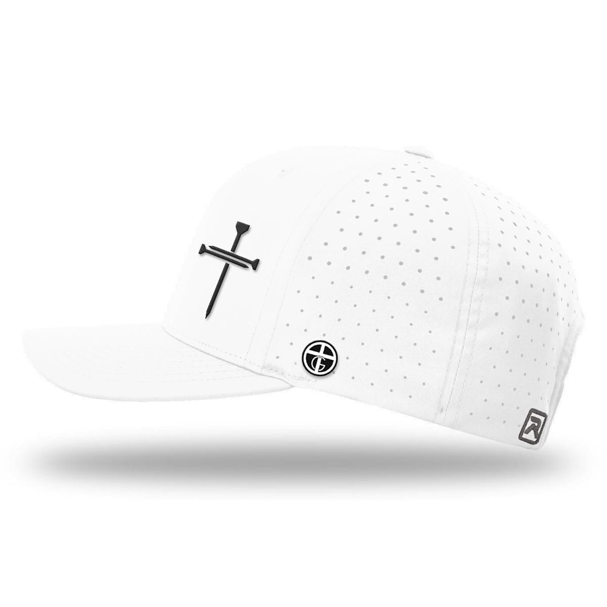 OurTrueGod Customs Hat Nail Cross Lower Left Performance Hats