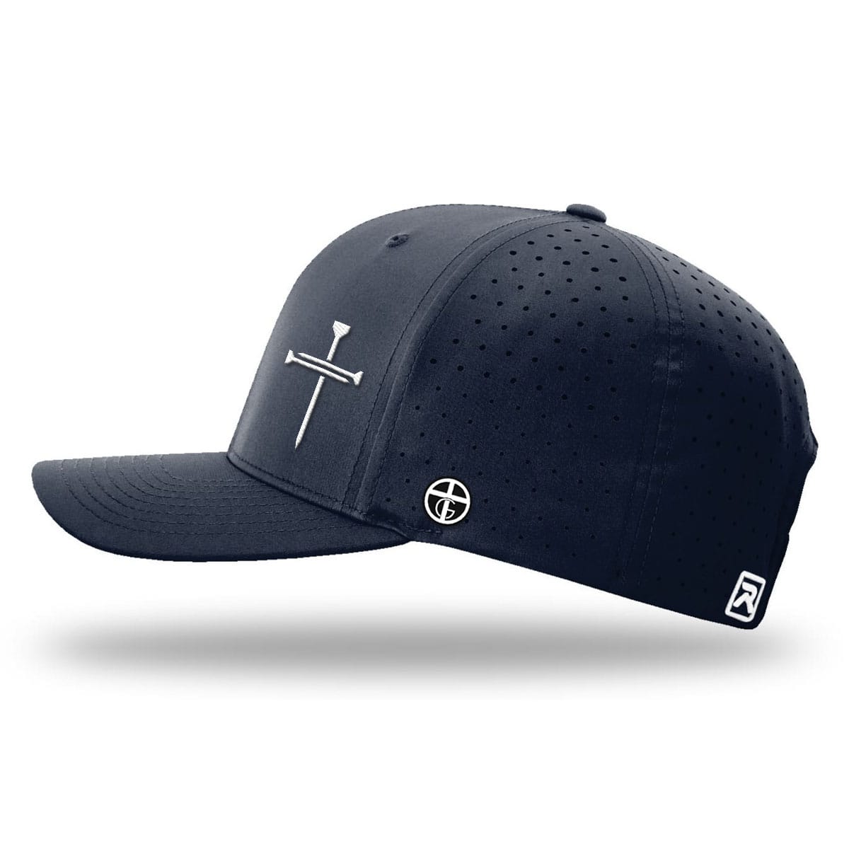 OurTrueGod Customs Hat Nail Cross Lower Left Performance Hats