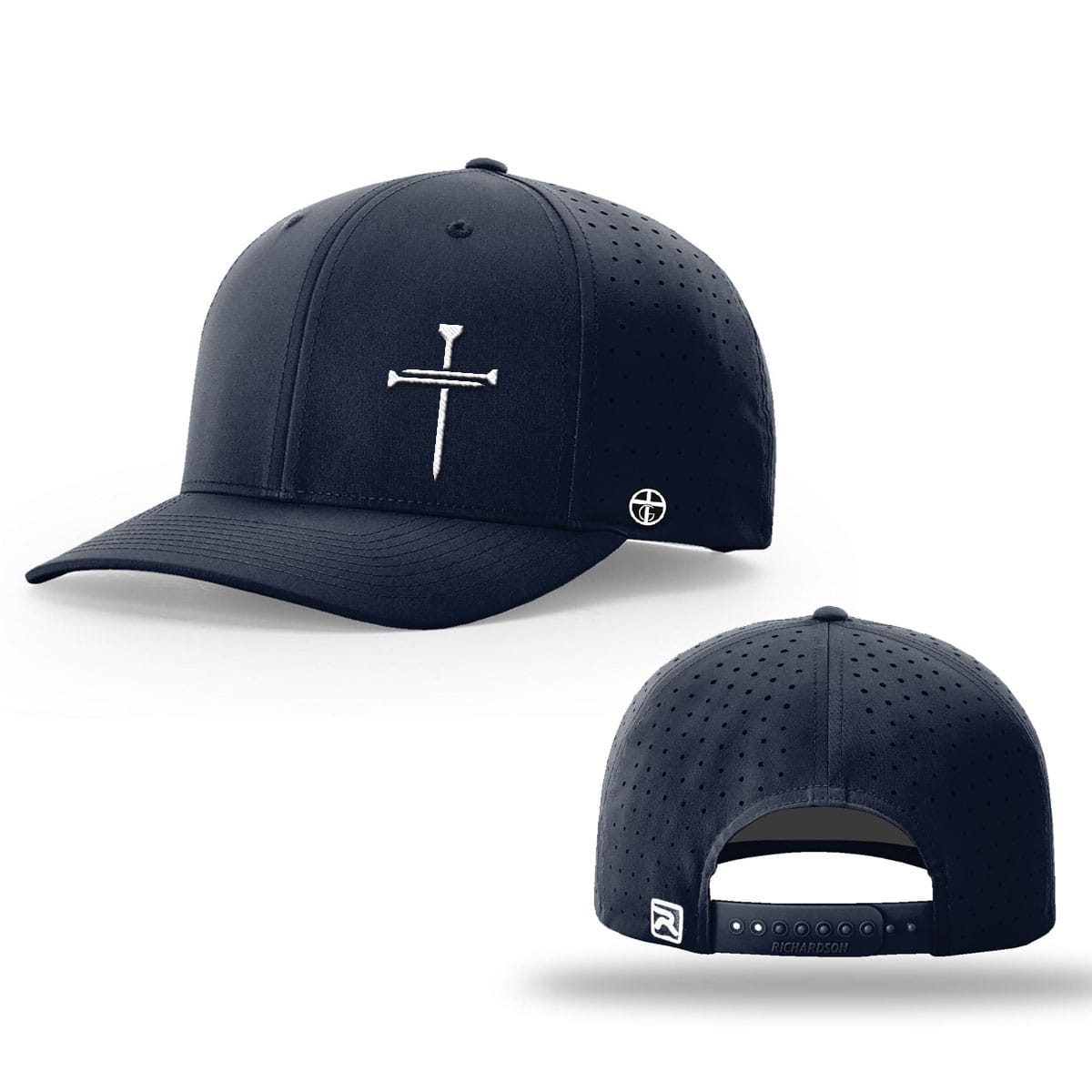 OurTrueGod Customs Hat Nail Cross Lower Left Performance Hats