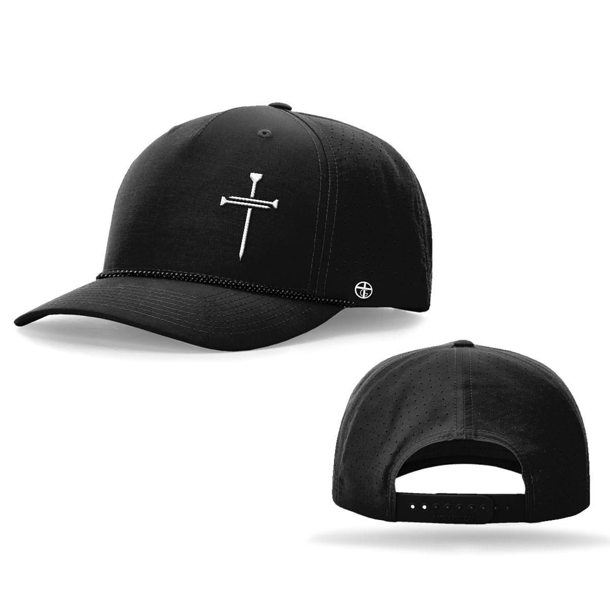 OurTrueGod Customs Hat Nail Cross Lower Left Performance Rope Hats