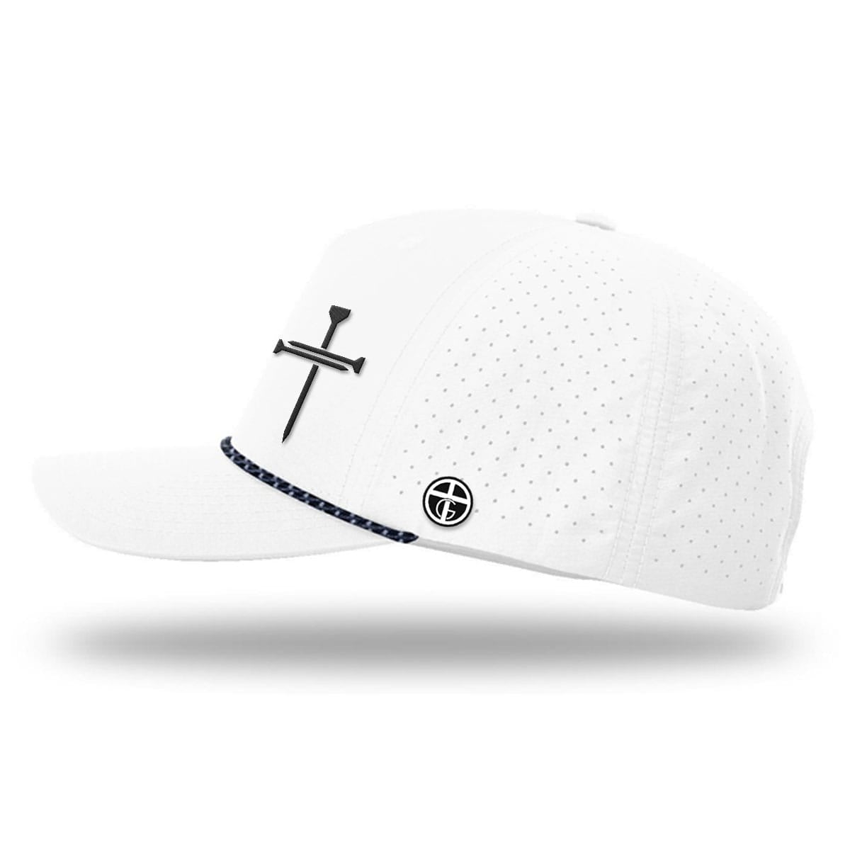 OurTrueGod Customs Hat Nail Cross Lower Left Performance Rope Hats