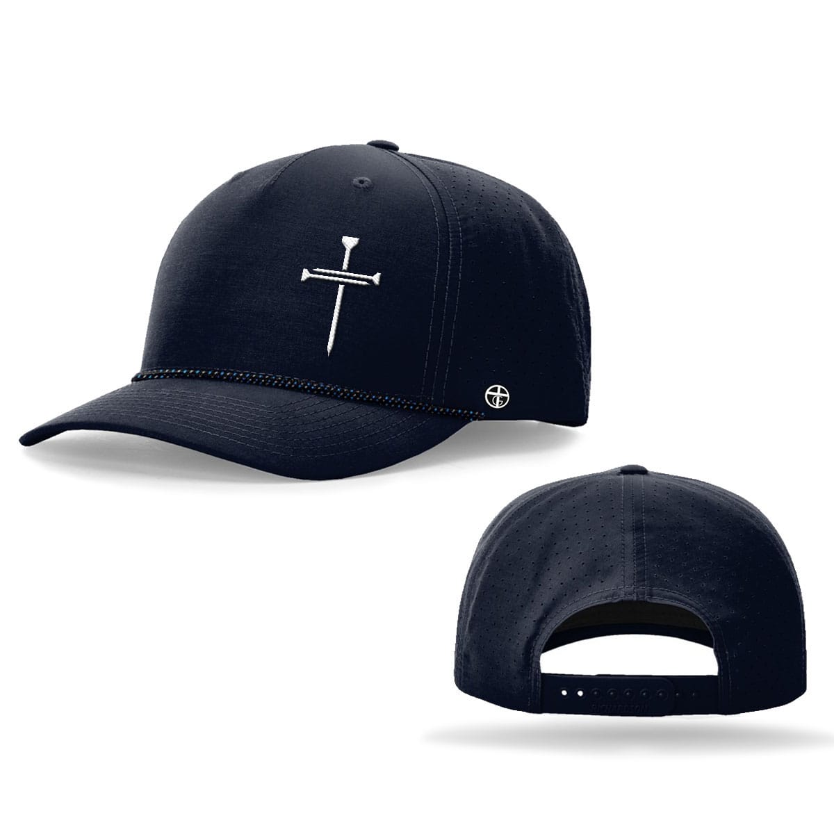 OurTrueGod Customs Hat Nail Cross Lower Left Performance Rope Hats