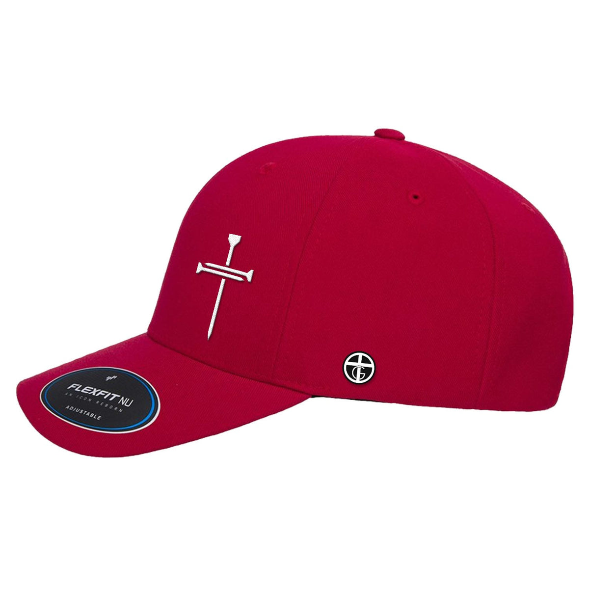 OurTrueGod Customs Hat Nail Cross Lower Left Premium Flexfit Hats