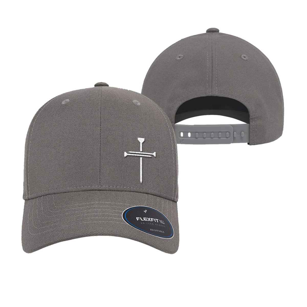 OurTrueGod Customs Hat Nail Cross Lower Left Premium Flexfit Hats