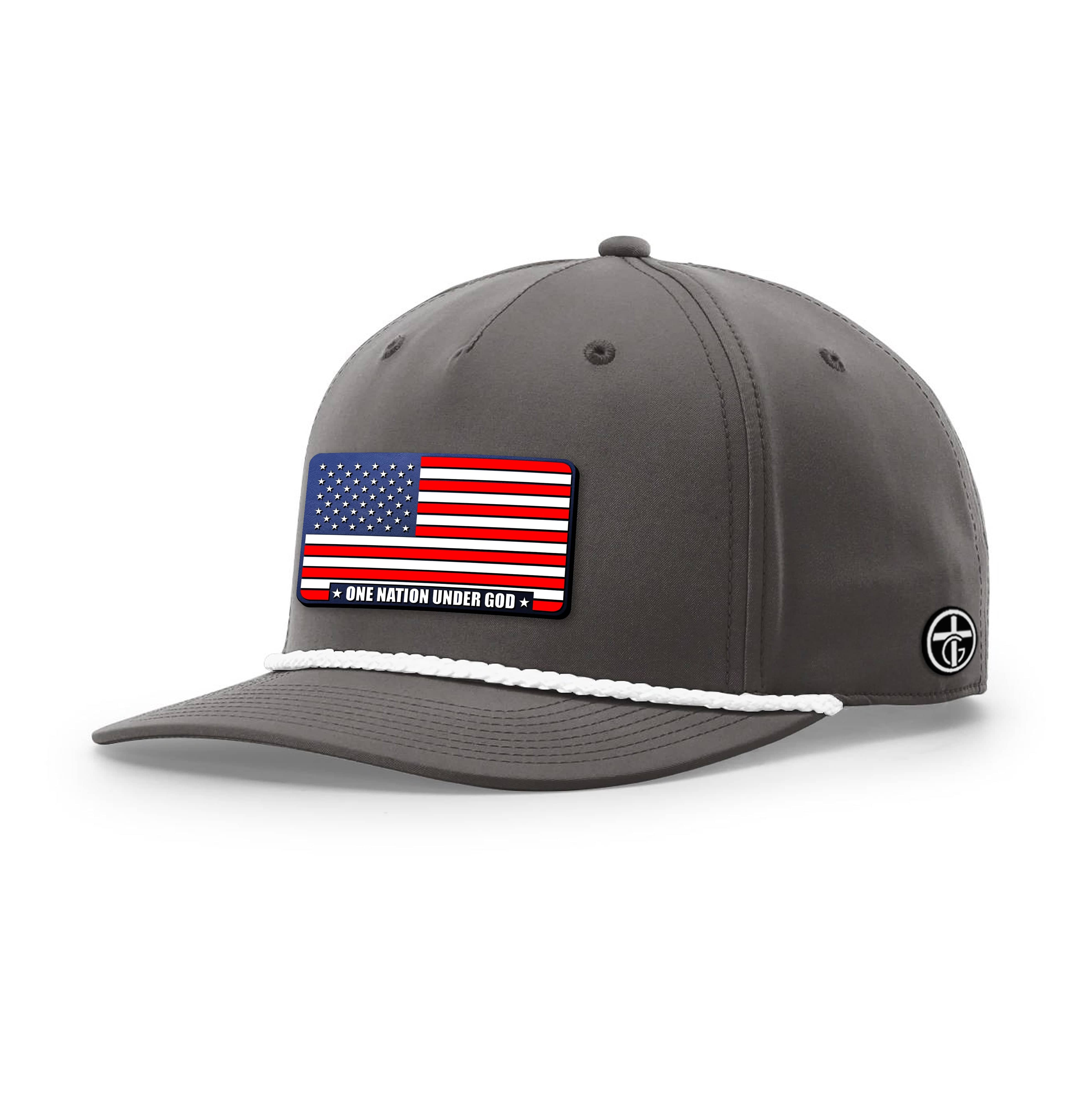 OurTrueGod Customs Hat One Nation Under God Stars and Stripes Patch Rope Hats